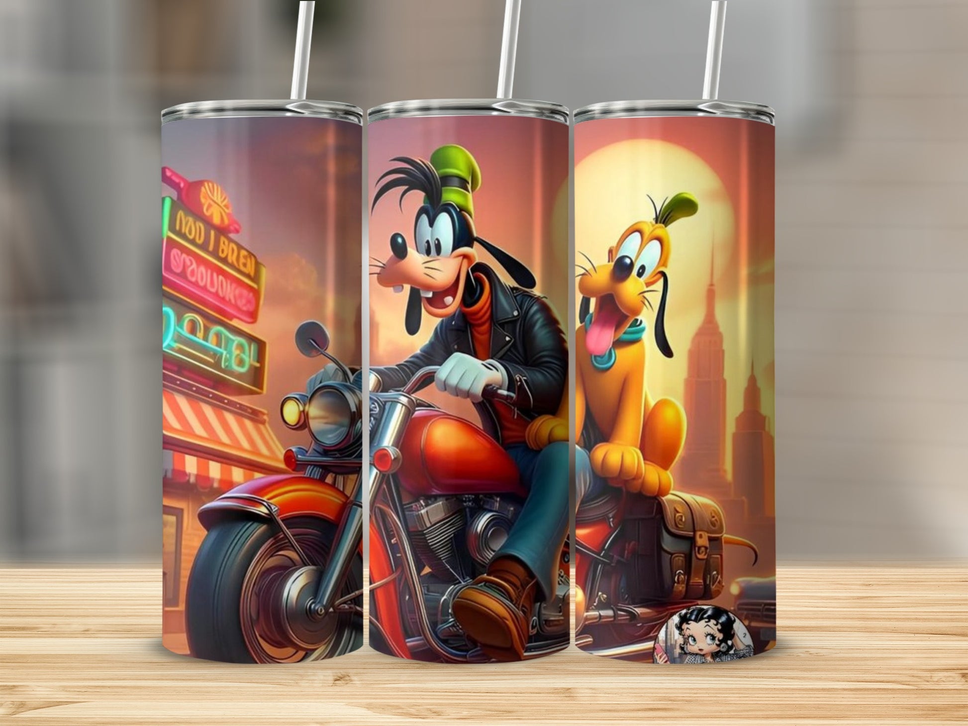 Goofy and Pluto Motorcycle Adventure Tumbler
