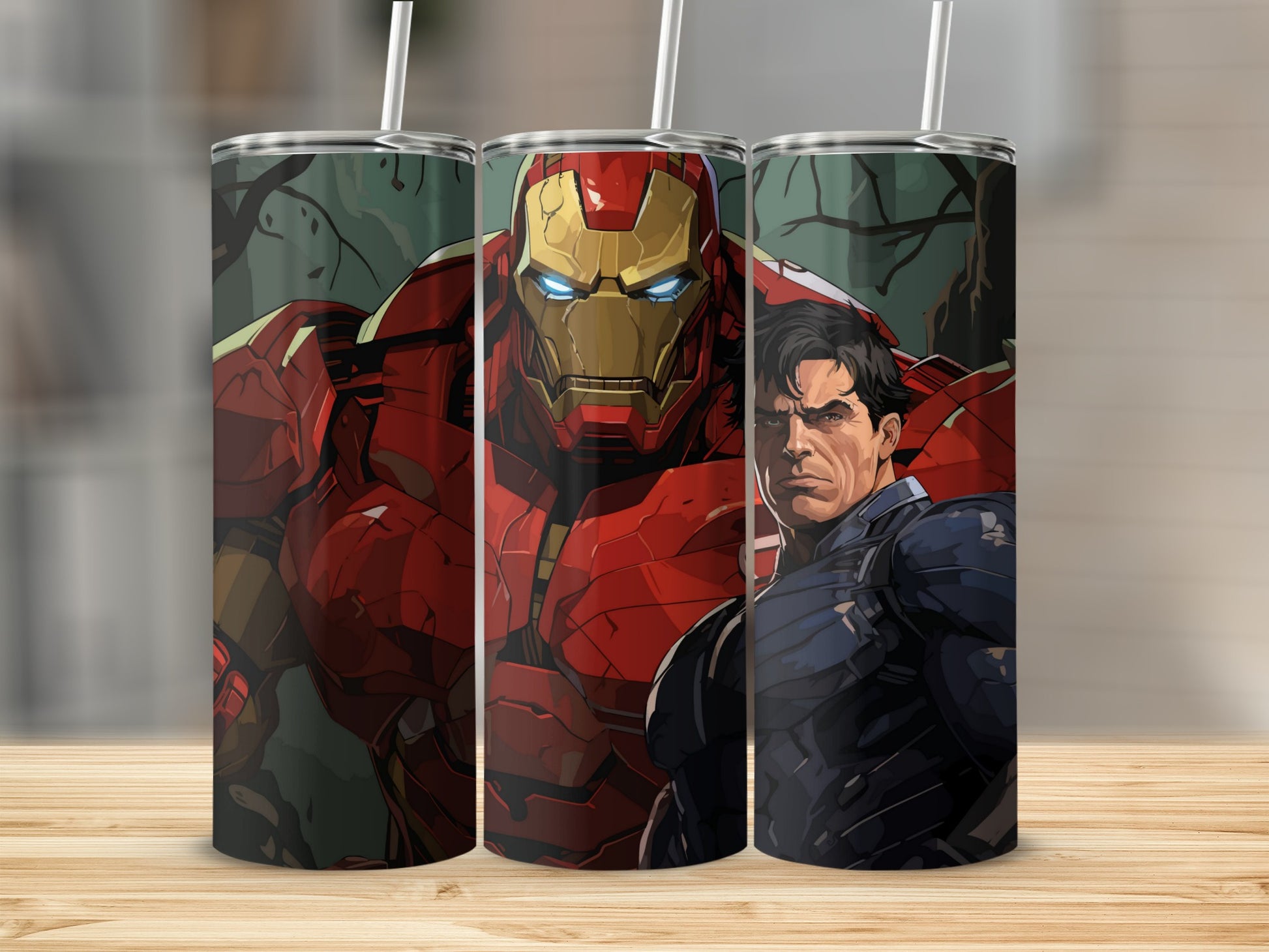 Superhero Themed Tumbler with Straw Personalized