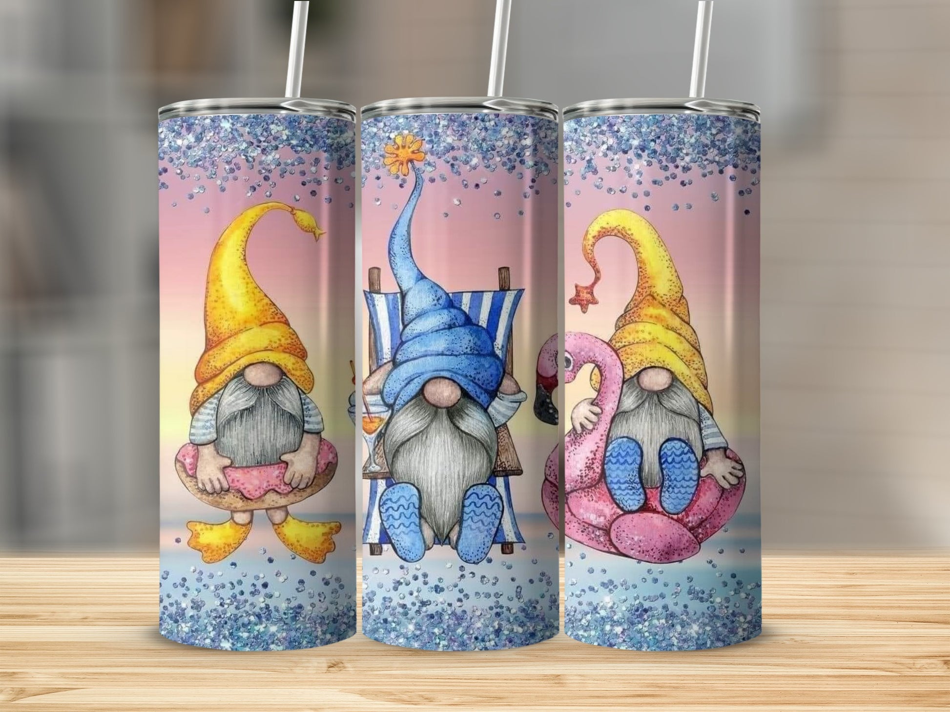 Cute Summer Gnome Water Bottles with Adorable Designs