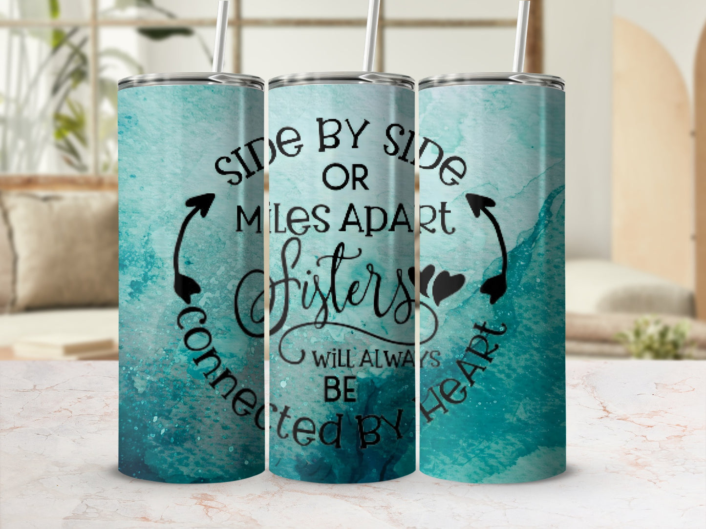 Side By Side or Miles Apart Sisters Tumbler