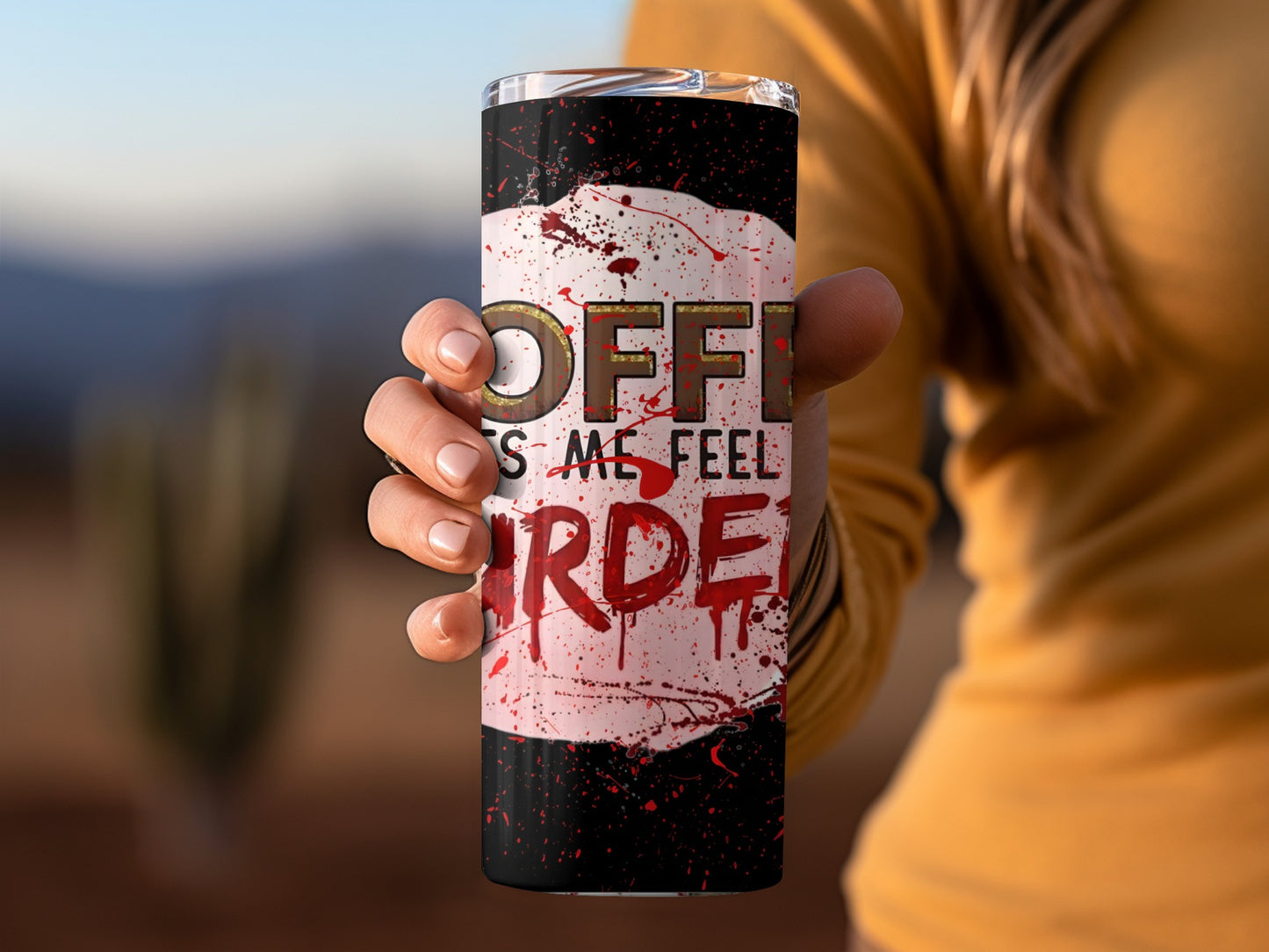 Coffee Makes Me Feel Suspense Tumbler Product