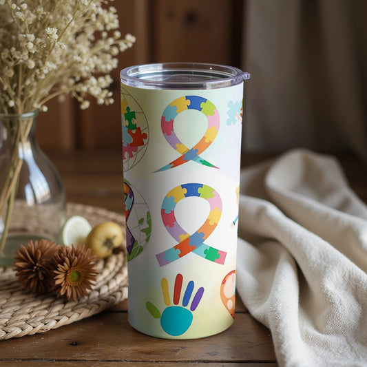 Colorful Autism Awareness Puzzle Design Tumbler
