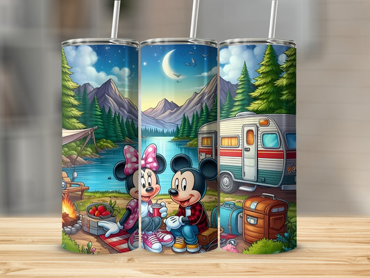Scenic Camping Adventure Drinkware With Cartoon Characters