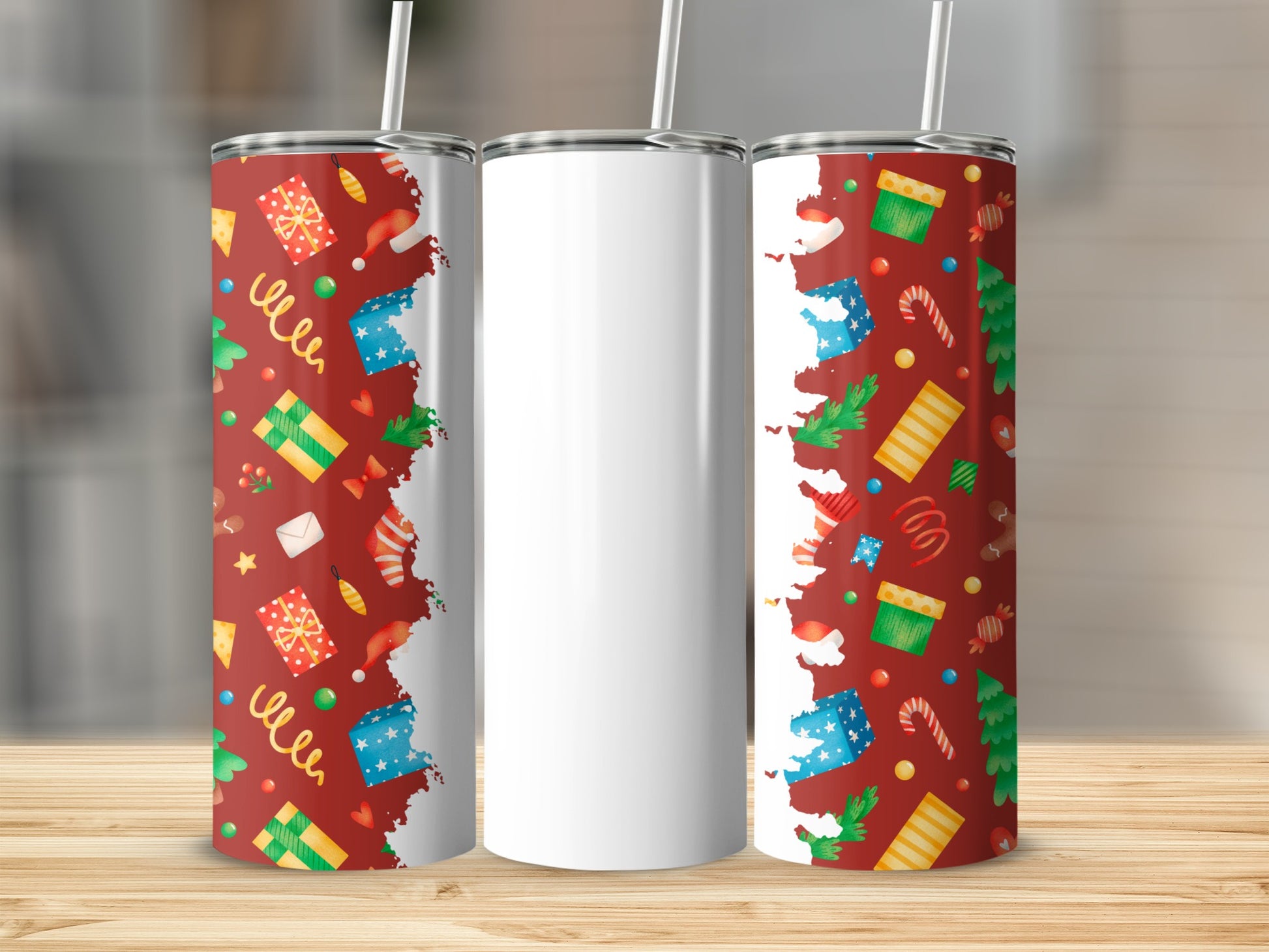 Festive Holiday Pattern Insulated Tumbler for Coffee
