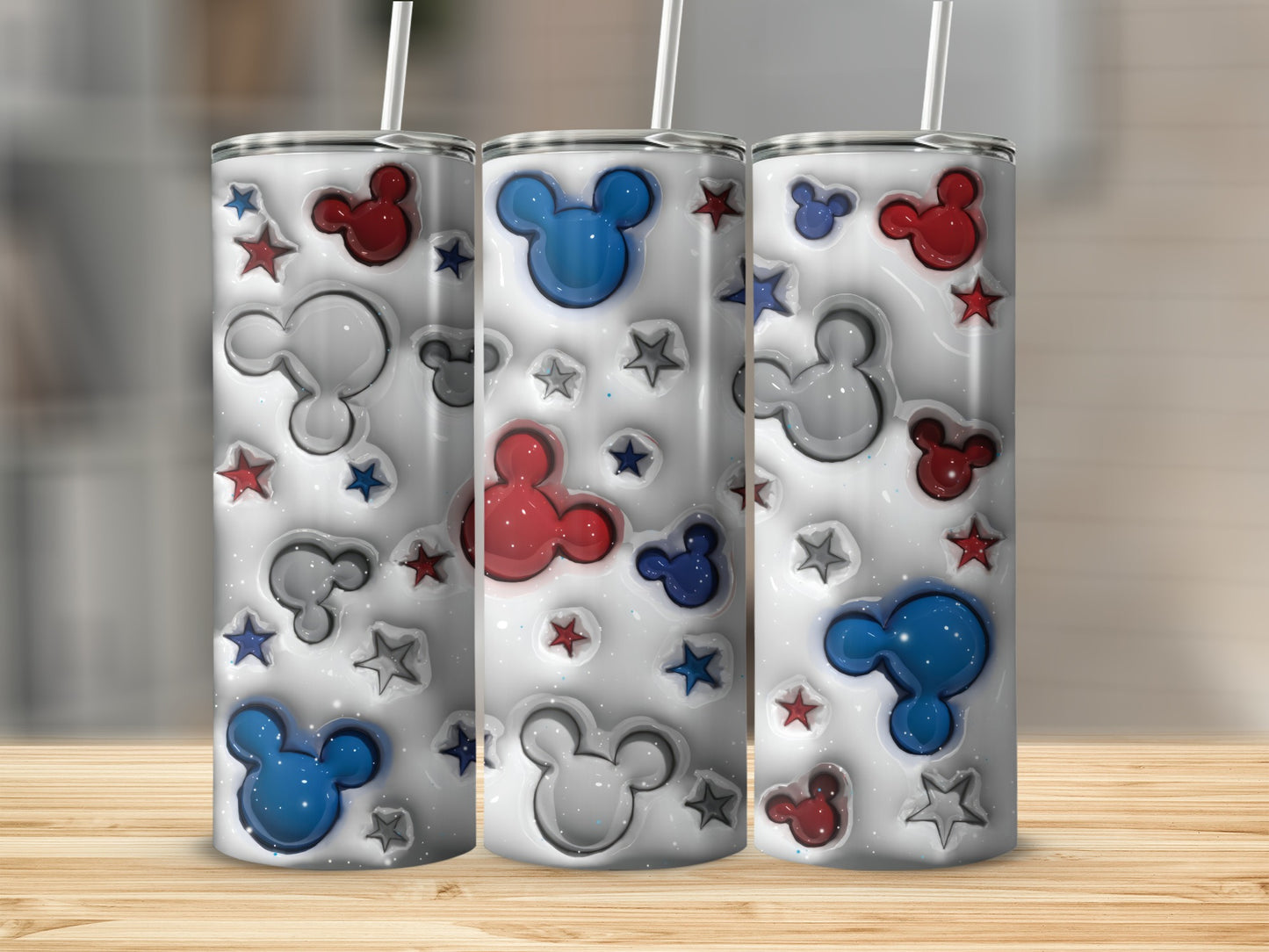 Fun Mouse Ears Blue Red Stars Design Tumbler Product