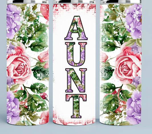 Aunt Pink and Purple Flower Tumbler