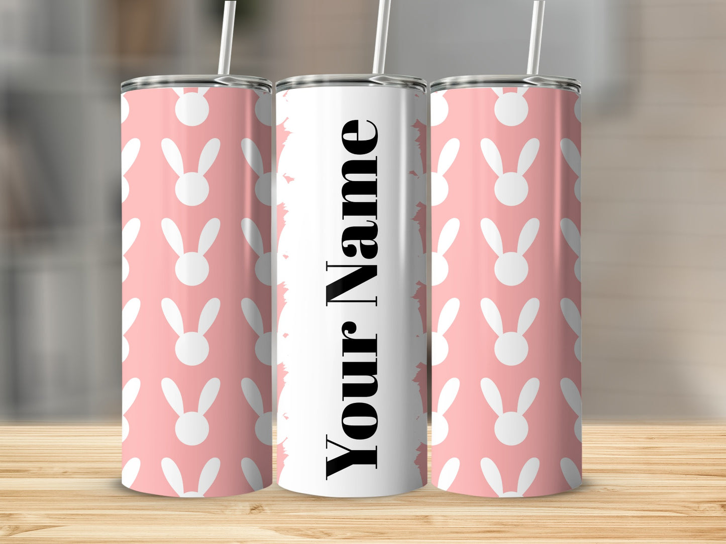 Personalized Bunny Design Tumbler with Custom Name Option