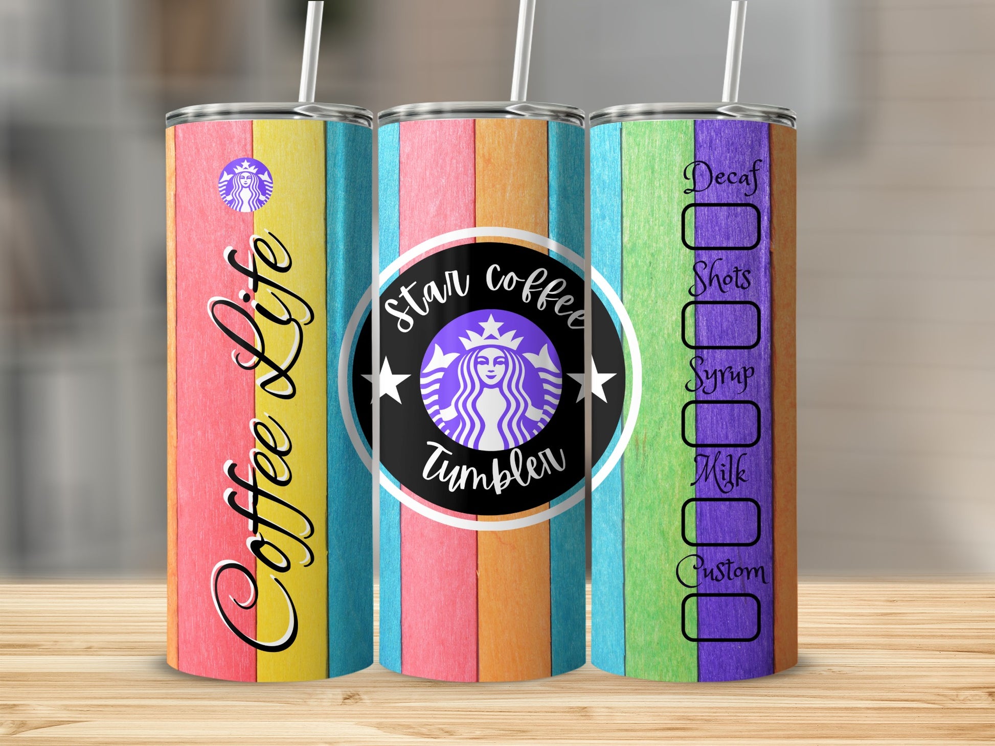 Colorful Star Coffee Life Tumbler for Beverage Enthusiasts