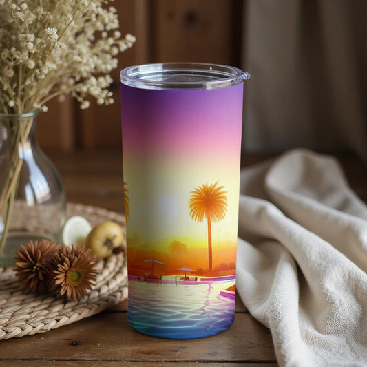 Tropical Sunset Beach Scene Insulated Tumbler Product
