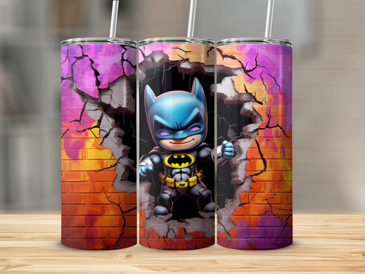 Superhero Breaking Through Wall Artwork Tumblers