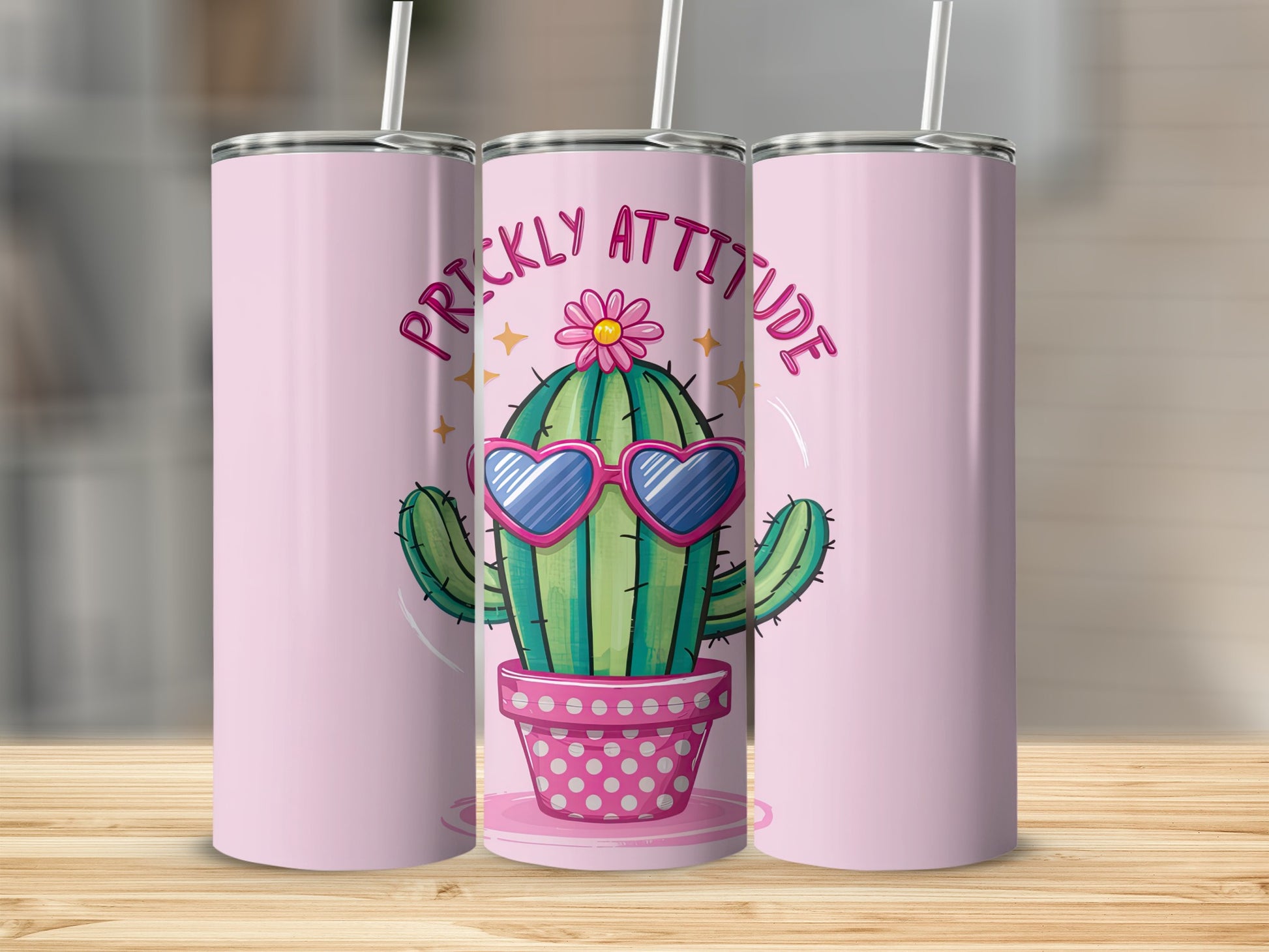 Prickly Attitude Cactus Heart Sunglasses Pink Flower tumbler product type