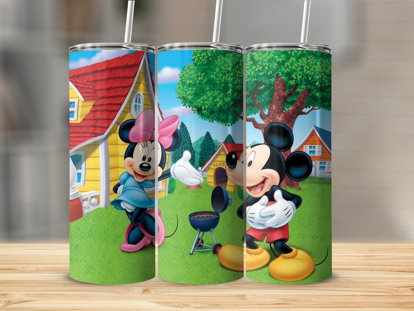 Cute Cartoon Characters at Summer BBQ Scene Tumbler