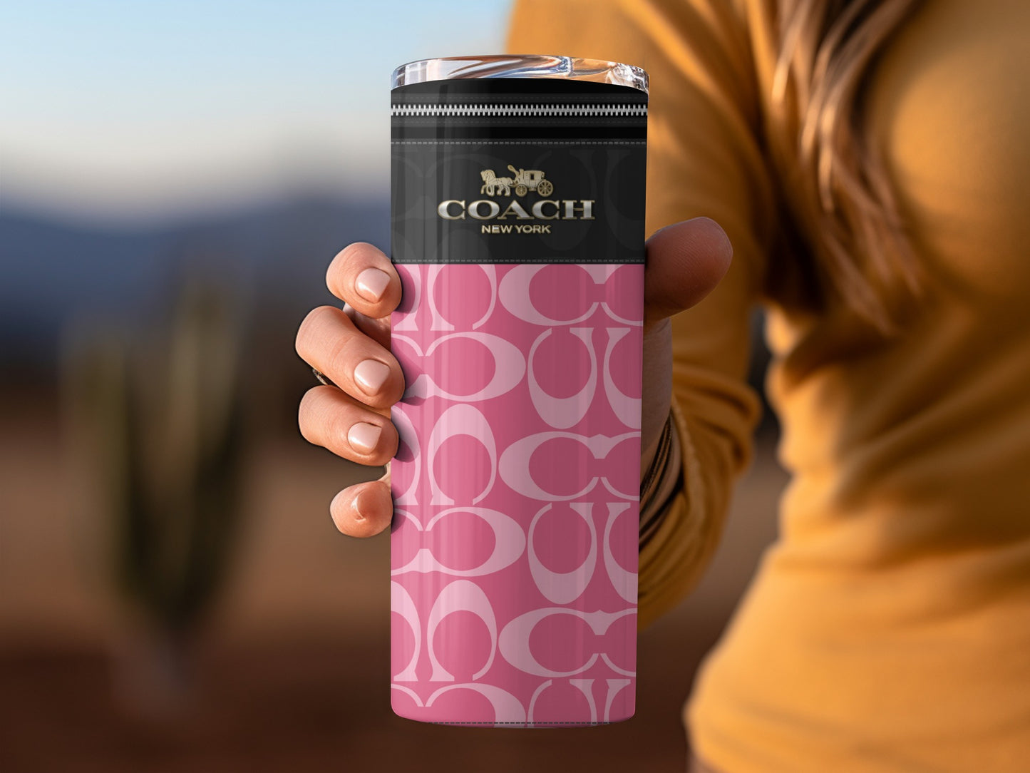 Coach New York Pink and Black Insulated Tumbler Bottle