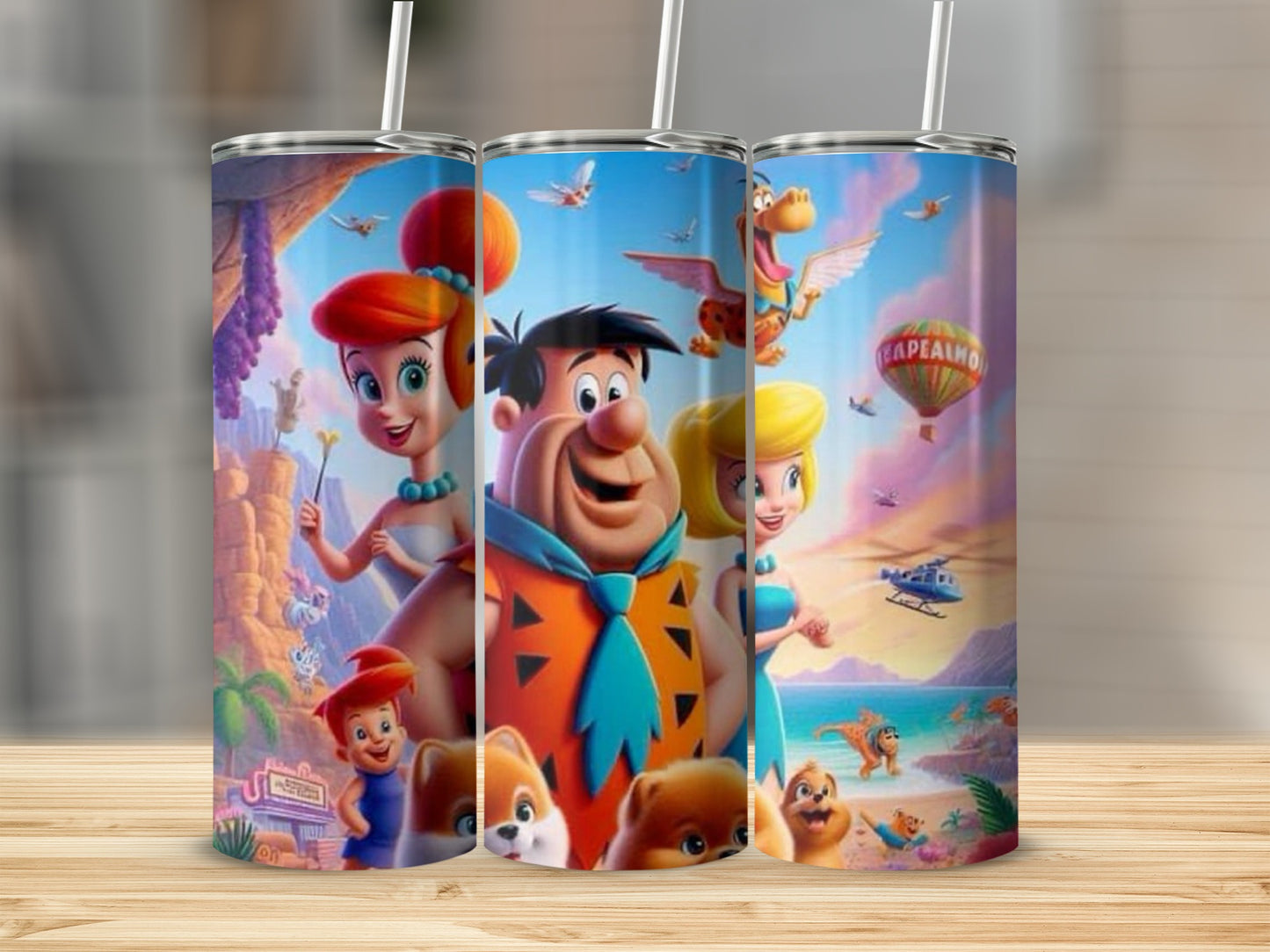 Vibrant Family Cartoon Adventure Skyline Tumbler Product