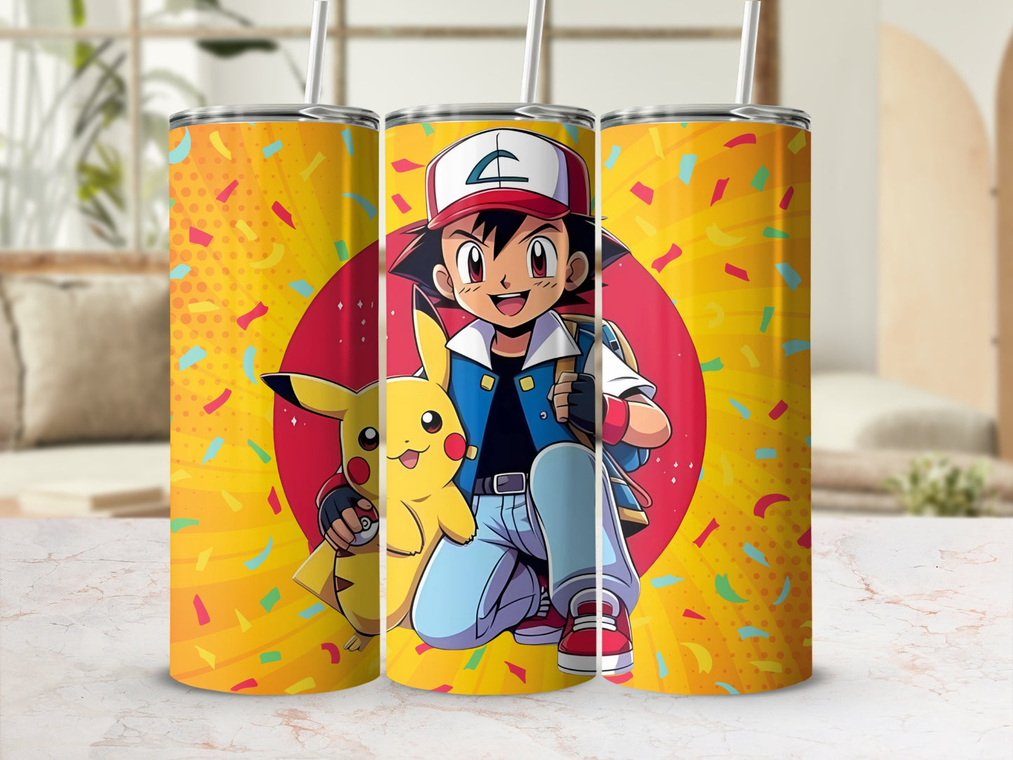 Vibrant Anime Character and Creature Tumbler Cup
