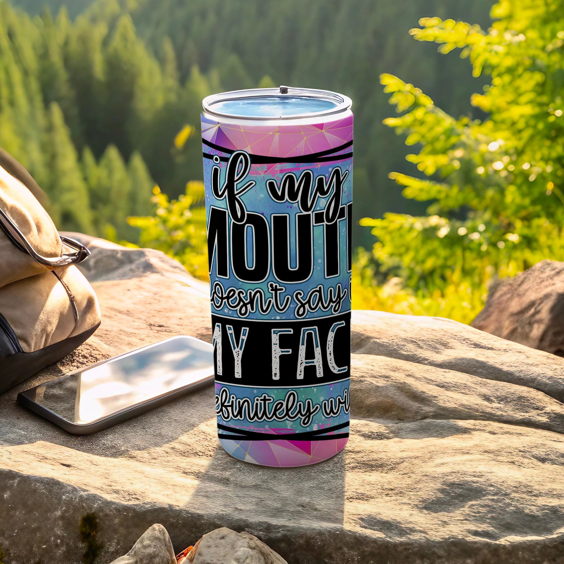 If My Mouth Doesn't Say My Face Will Tumbler product type
Tumbler
Quote Tumbler
Sarcastic Quote
Funny Drinkware
Attitude Gift
Expression Mug
Mouth Face Saying
Unique Beverage
Graphic Design
Printed Drink
Travel Companion
Outdoor Gear
Statement Piece
Geometric Pattern
Blue Pink Hues
Abstract Tumbler
Vibrant Color
Drink Holder
Personalized Style
Everyday Essential