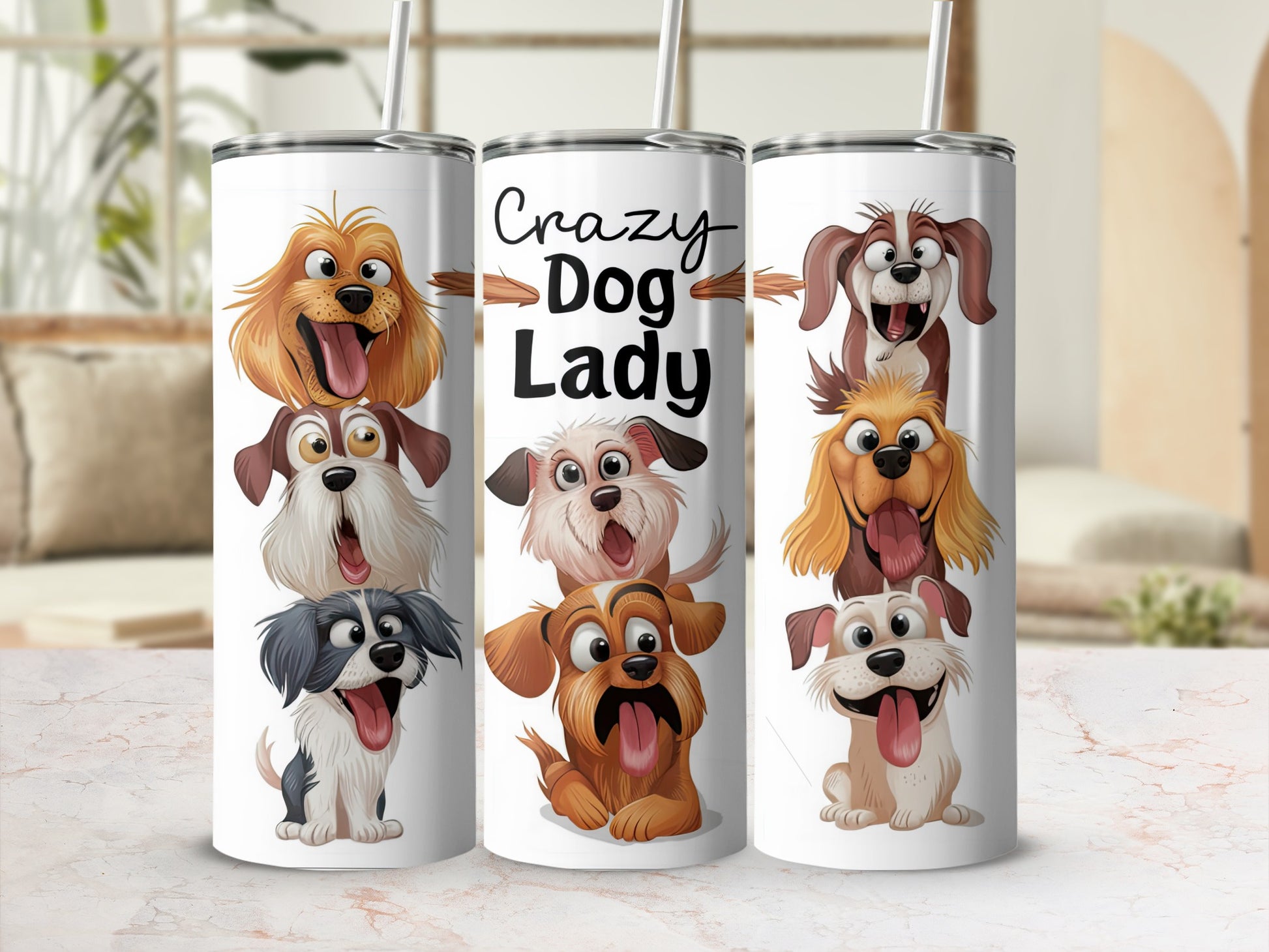 Hilarious Stacked Cartoon Dogs Crazy Dog Lady product type