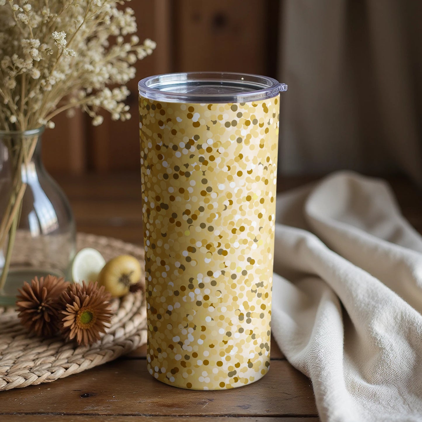 Stylish Yellow Polka Dot Insulated Tumbler for Travelers
