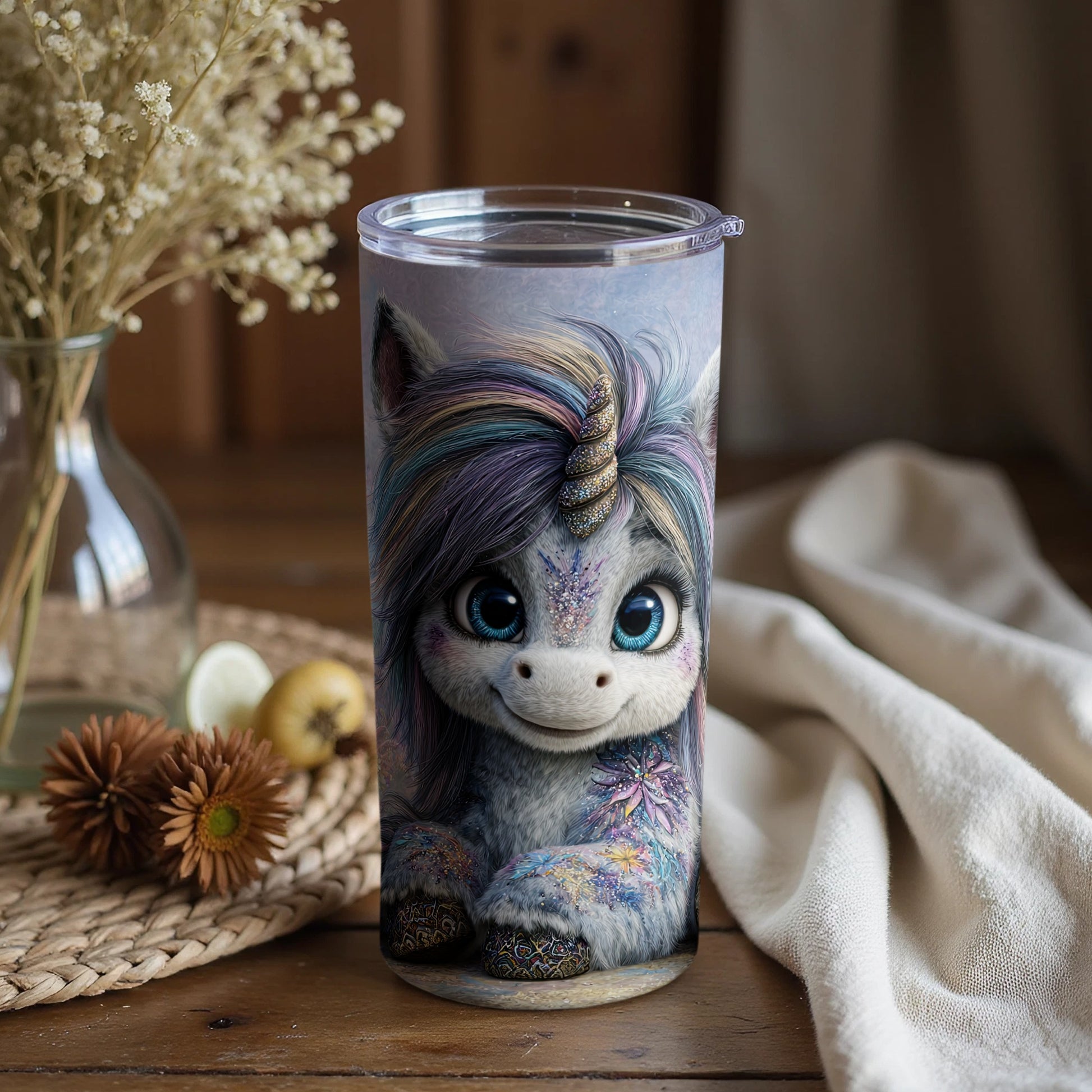 Adorable Multicolored Unicorn Tumbler For Beverages