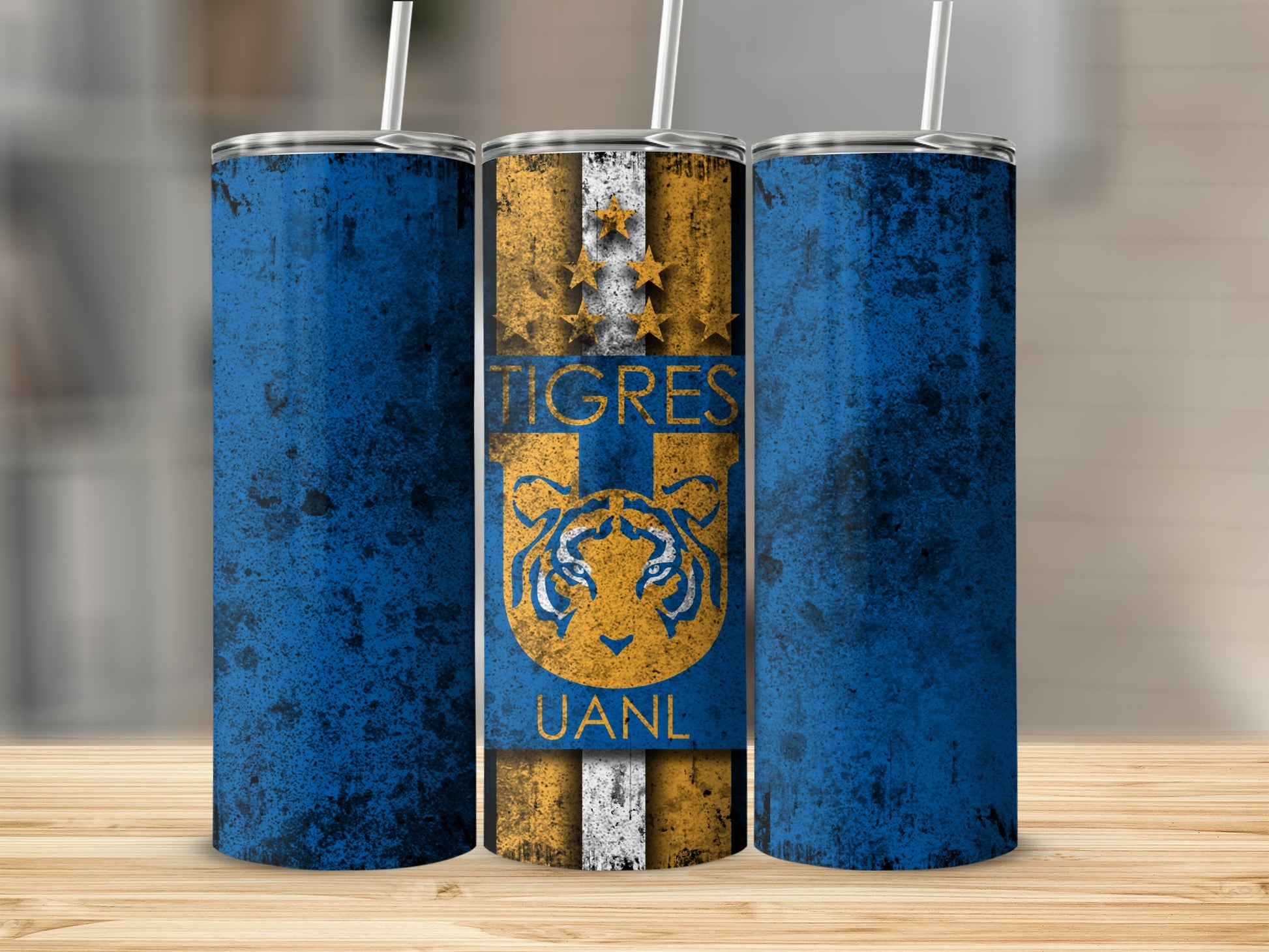 Tigres UANL Blue and Gold Skinny Tumbler Cup