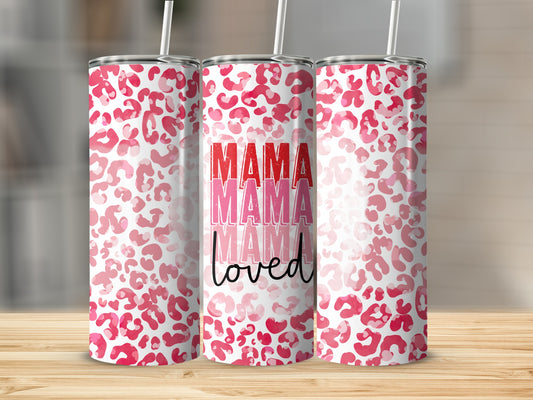MAMA Loved Pink Leopard Print Design Tumbler Product