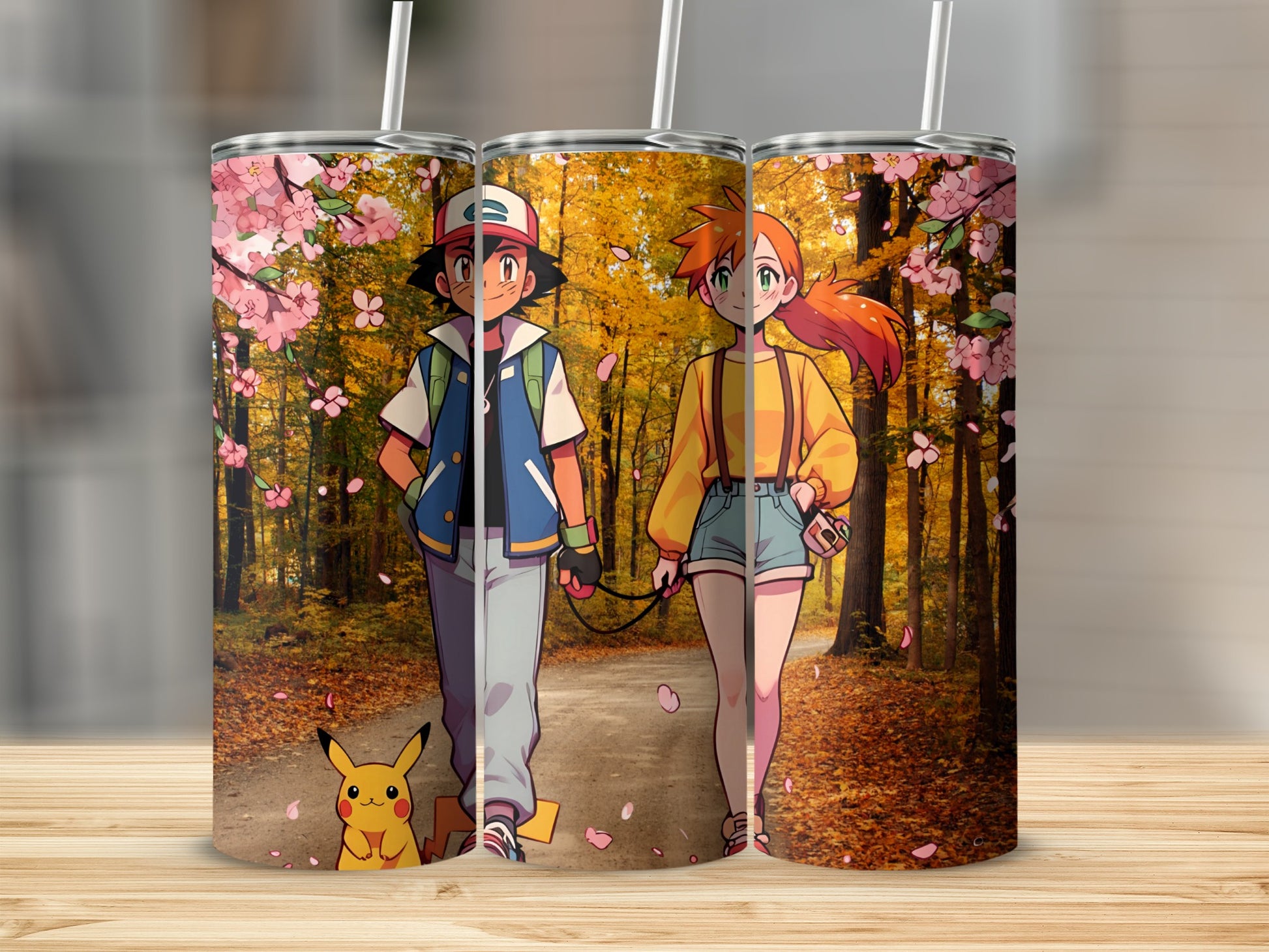 Anime Characters Forest Walk Design Tumbler Cup