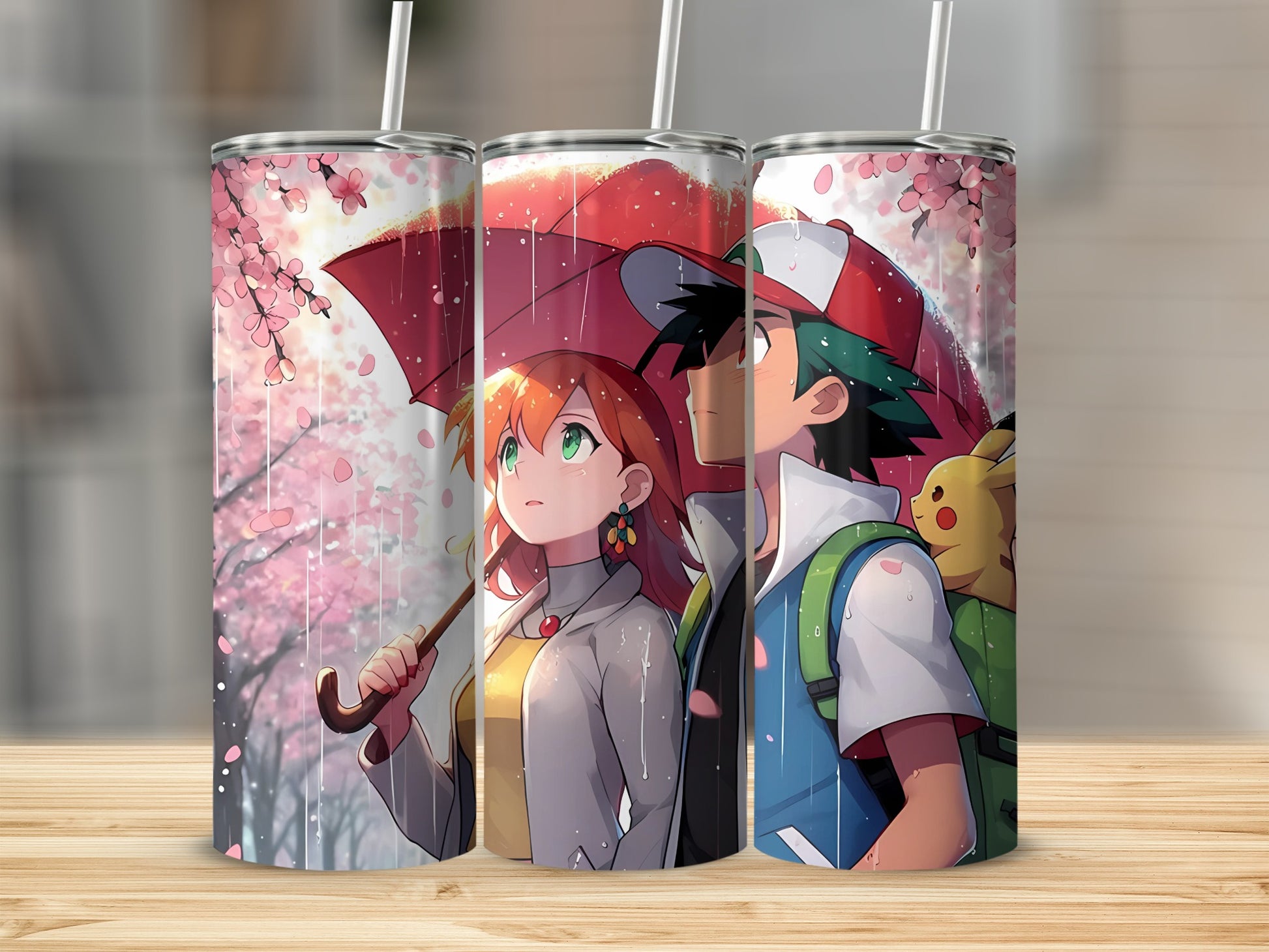 Anime Couple with Umbrella Scene Tumbler Cup