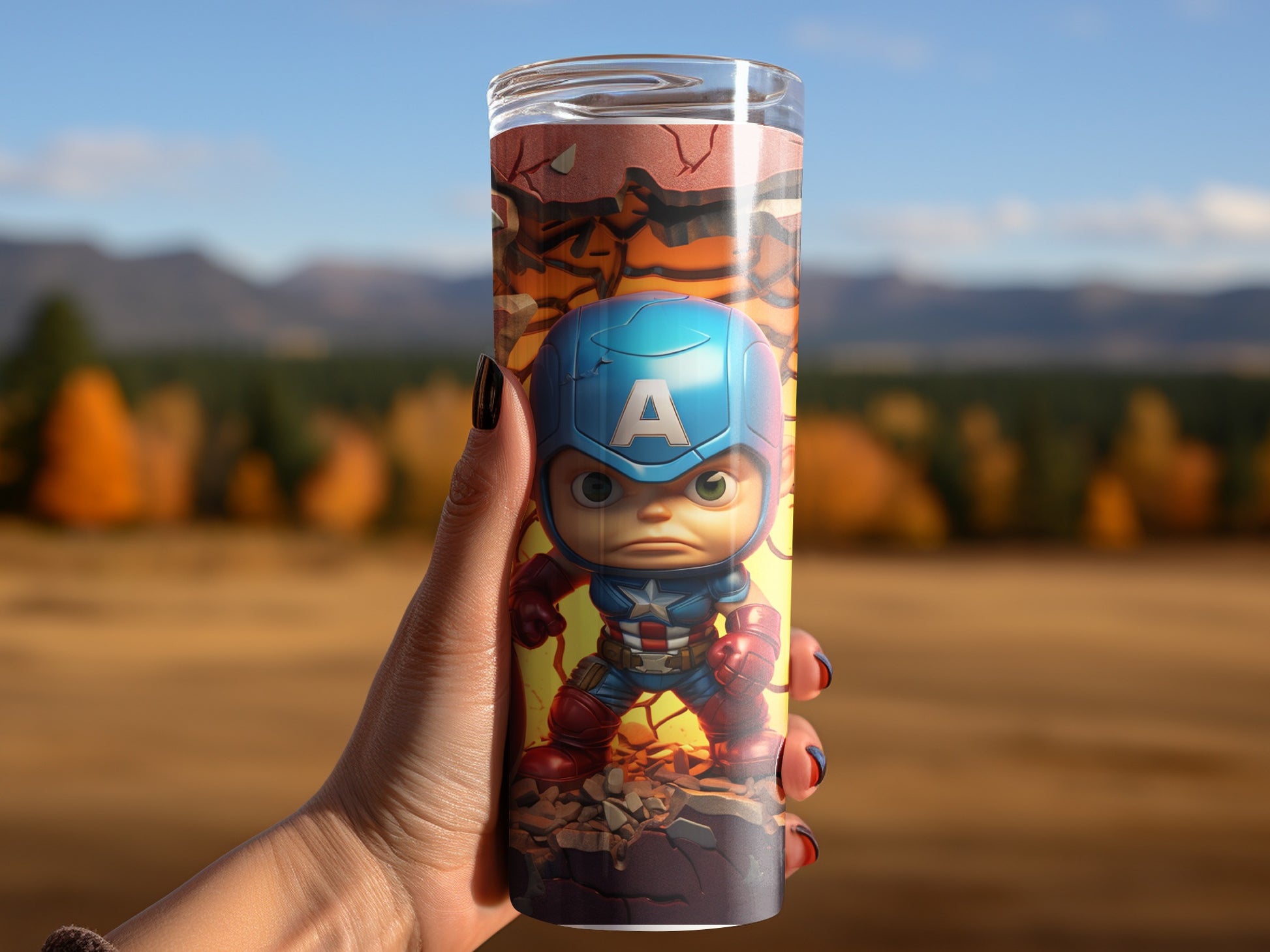 Cute Mini Superhero Illustration Tumbler Product