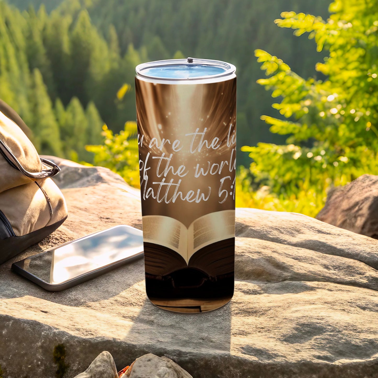 Inspirational Tumbler with Bible Verse Matthew 5:14