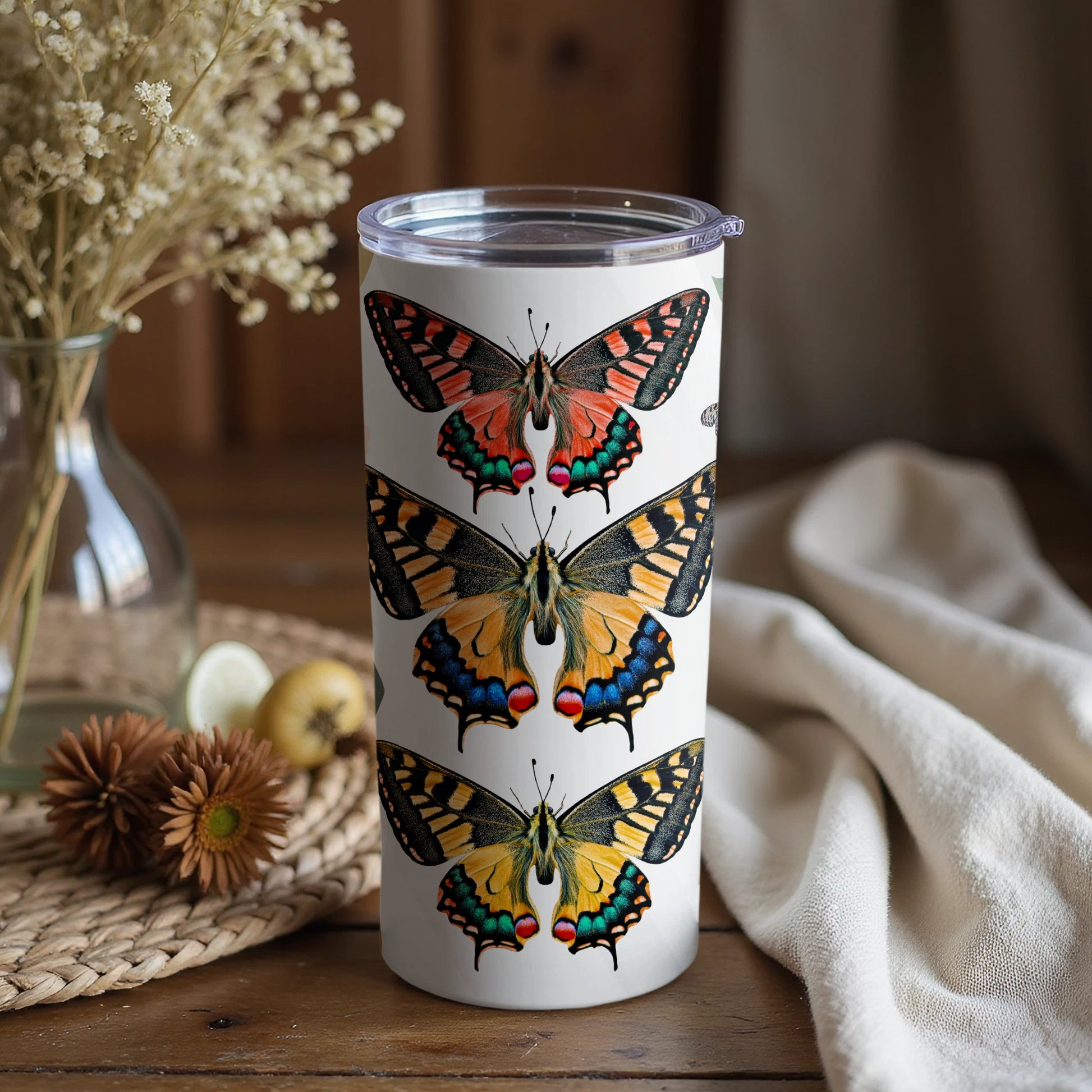 Vibrant Butterfly Design Insulated Tumbler Cup