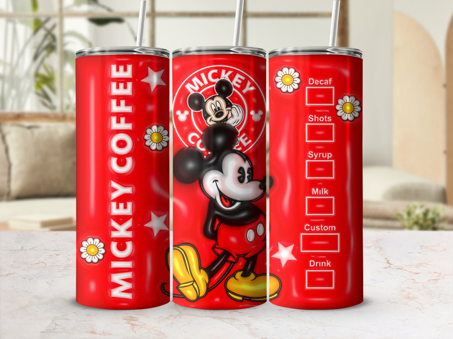 Mickey Coffee Stainless Steel Tumbler with Straw