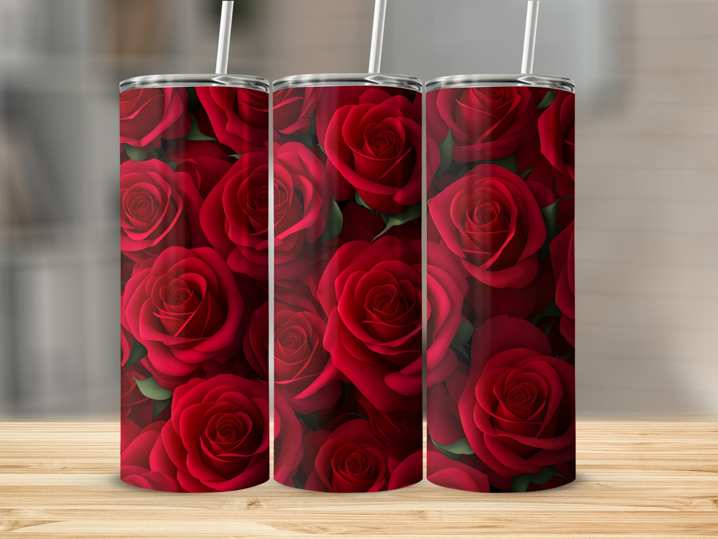 Elegant Red Rose Design Insulated Tumbler Product