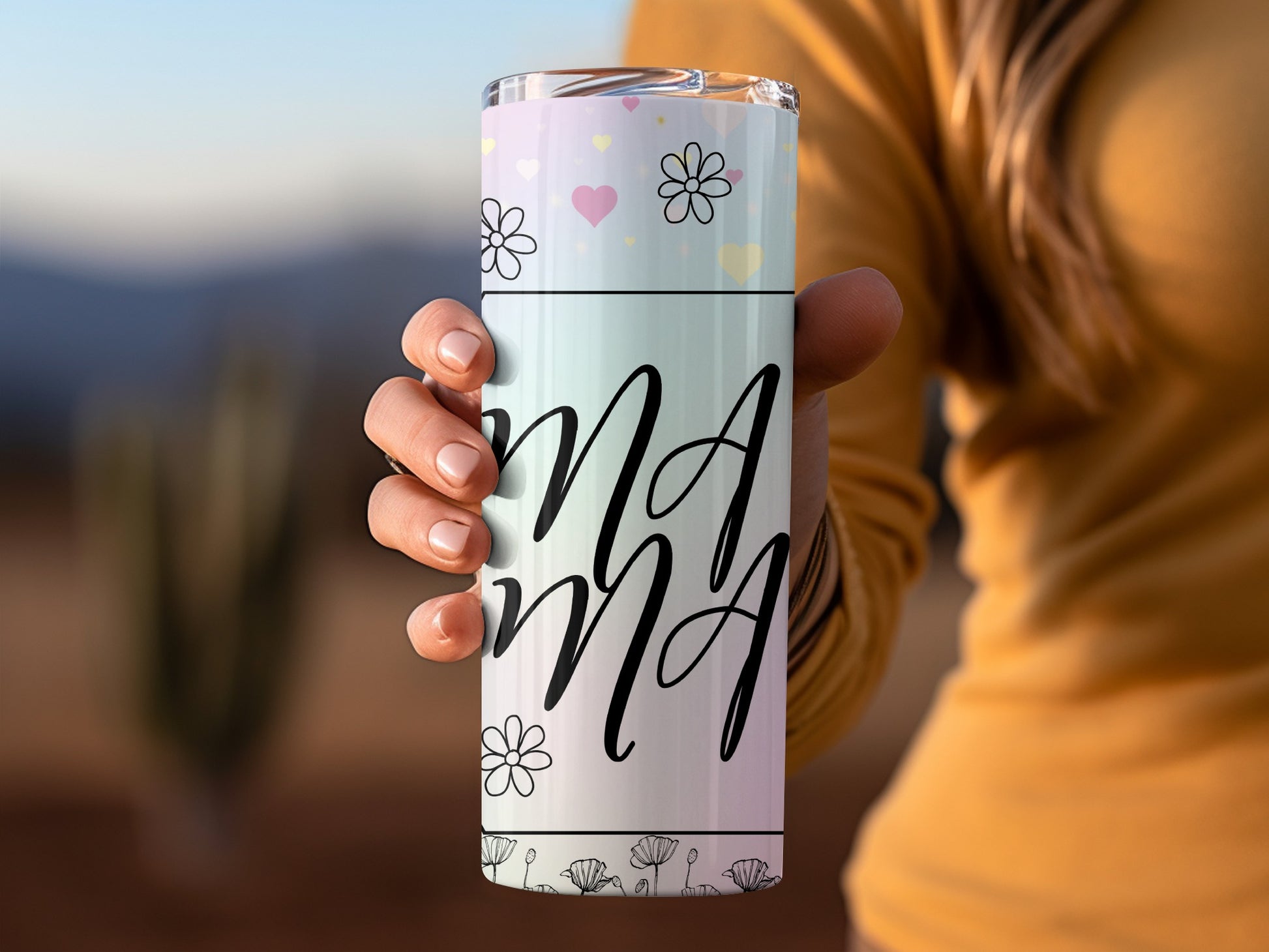 Cute Pastel Heart and Flower Mama Tumbler
