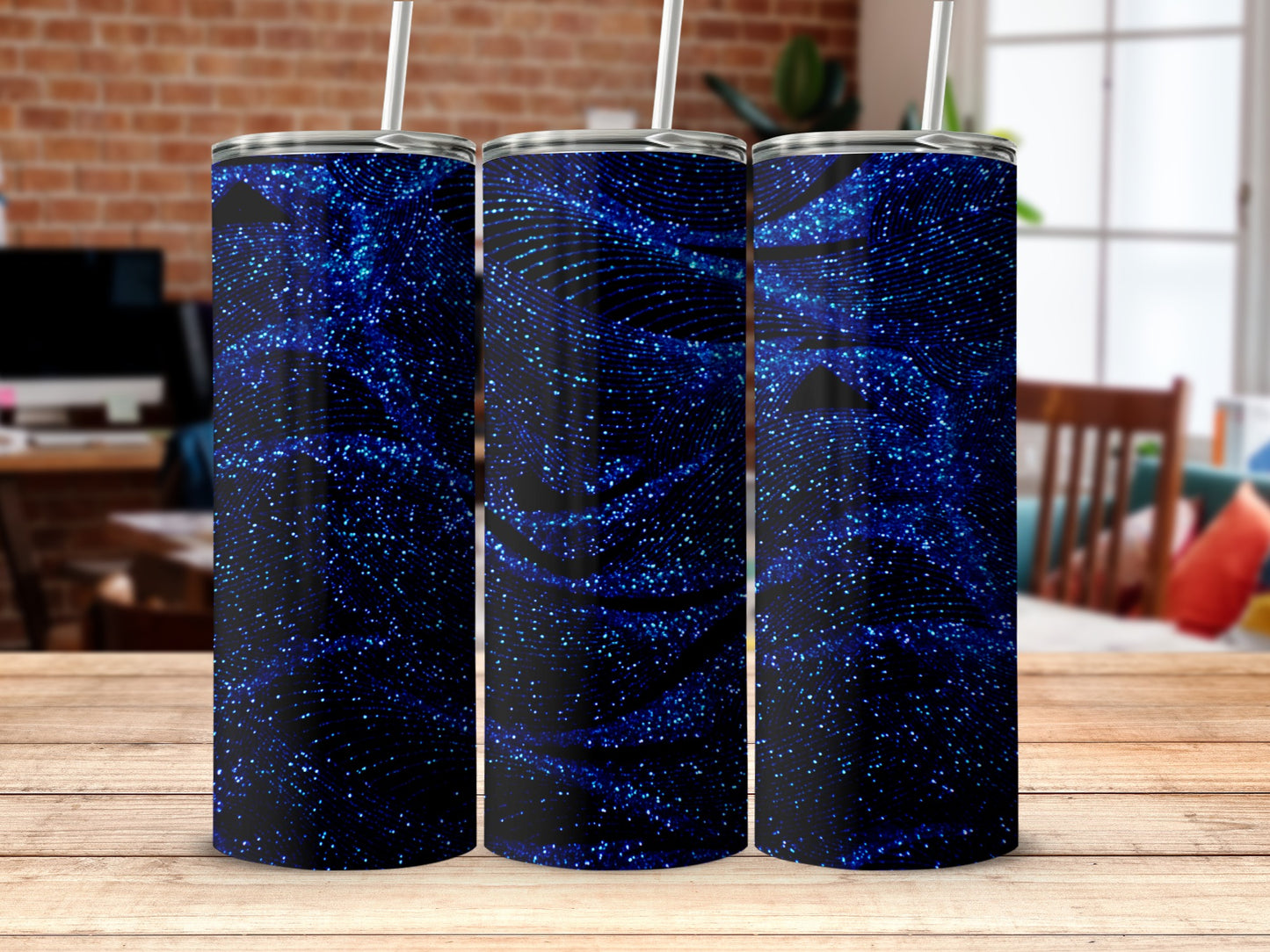 Sparkling Deep Blue Wave Design Drinkware Product