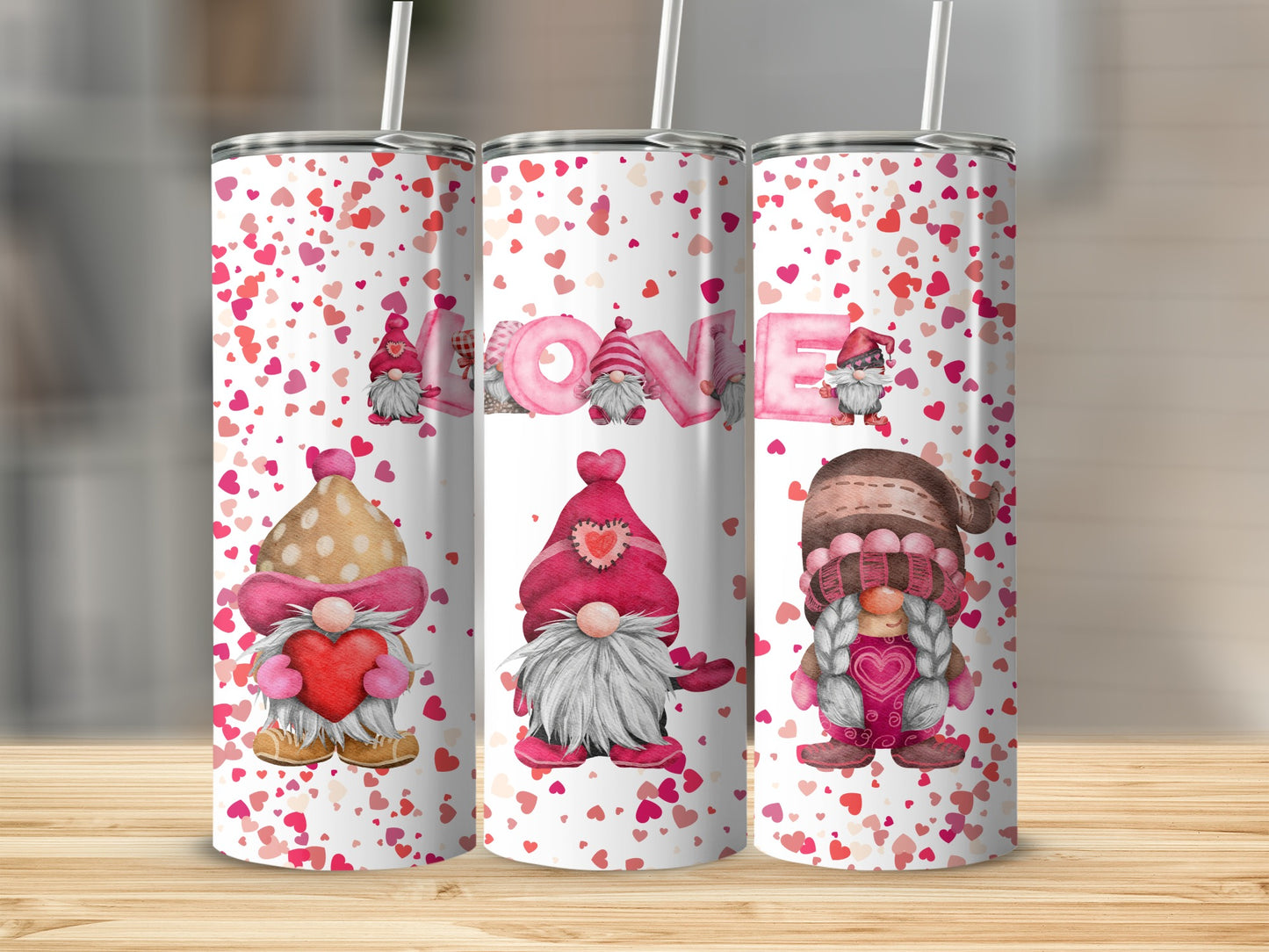 Adorable Gnome Love Themed Tumbler for Valentine's