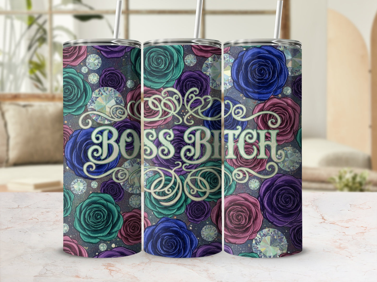 Floral Boss Bitch Insulated Tumbler for Drinks