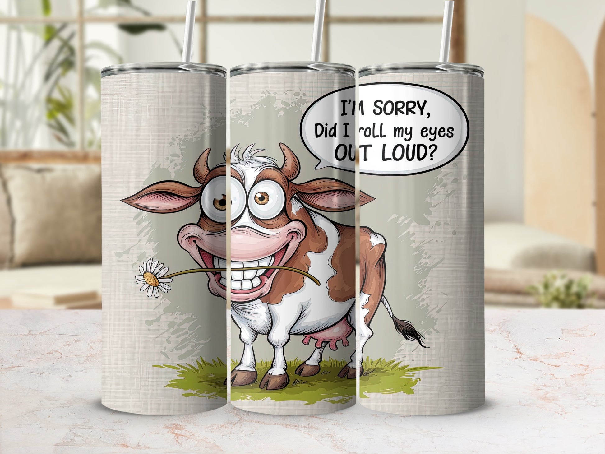 Funny Cow Daisy I'M SORRY Did I roll my eyes OUT LOUD product type
Funny Cow
Humorous Design
Cartoon Animal
Daisy Flower
Rolled Eyes
Sarcastic Humor
Farm Animal
Cute Cow
Drinkware
Tumbler Design
Beverage Holder
Quirky Gift
Unique Drink
Laugh Out Loud
Cow Lover
Animal Pun
Dairy Cow
Novelty Item
Graphic Tumbler
Eye Roll