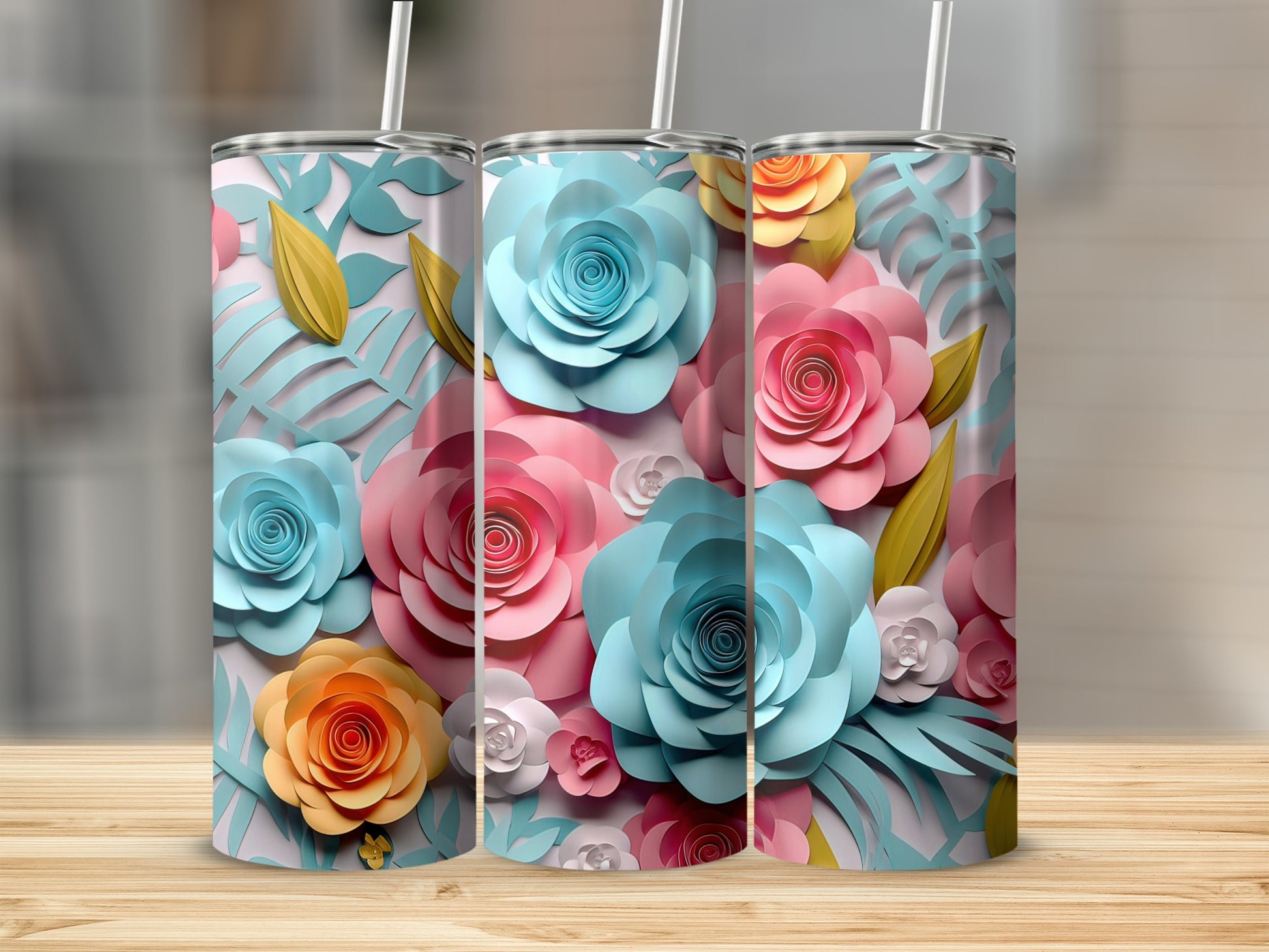 Colorful Floral Design Tumber Cups for All Occasions
