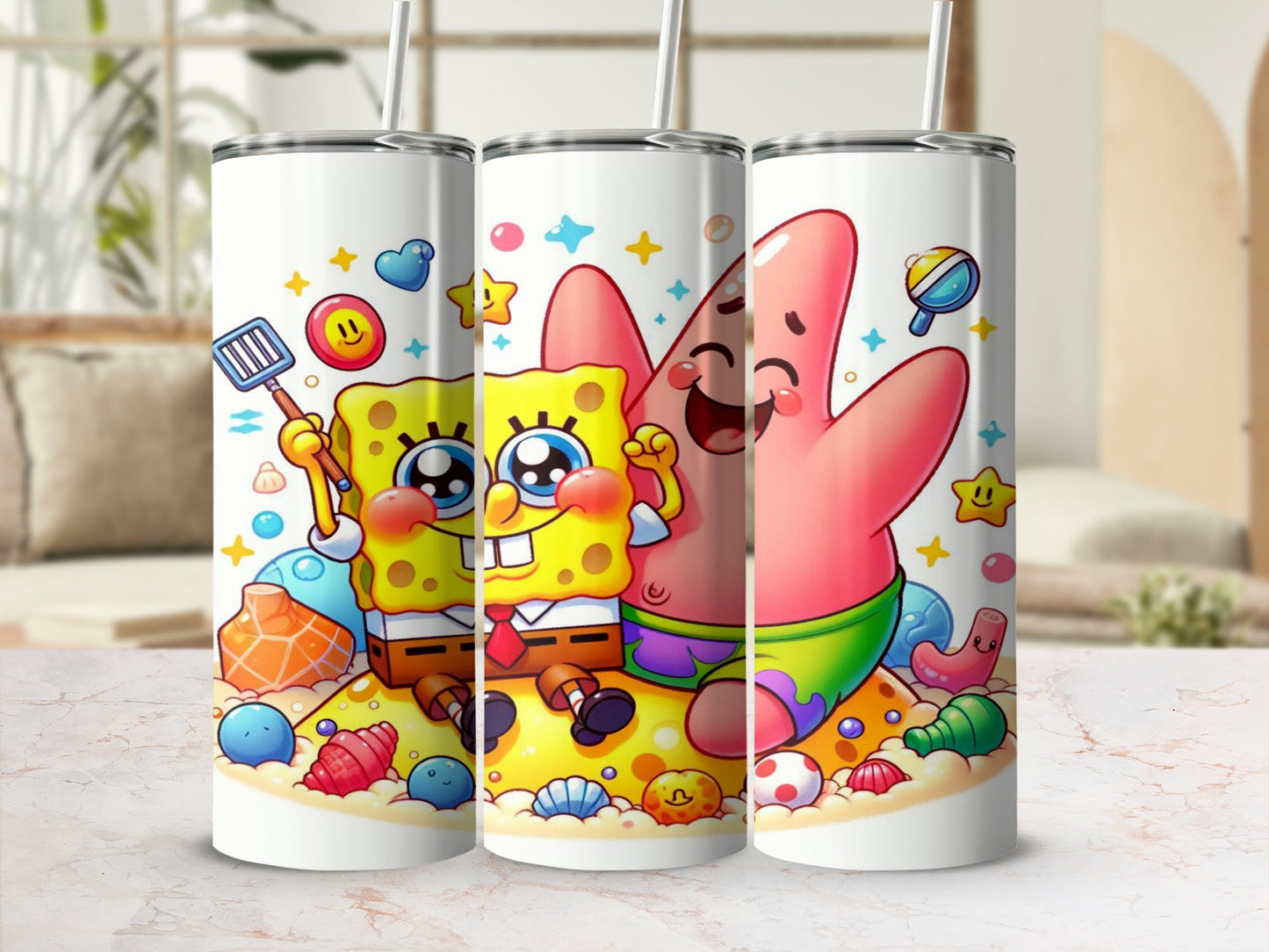 Colorful Cartoon Character Design Slim Tumbler Cup