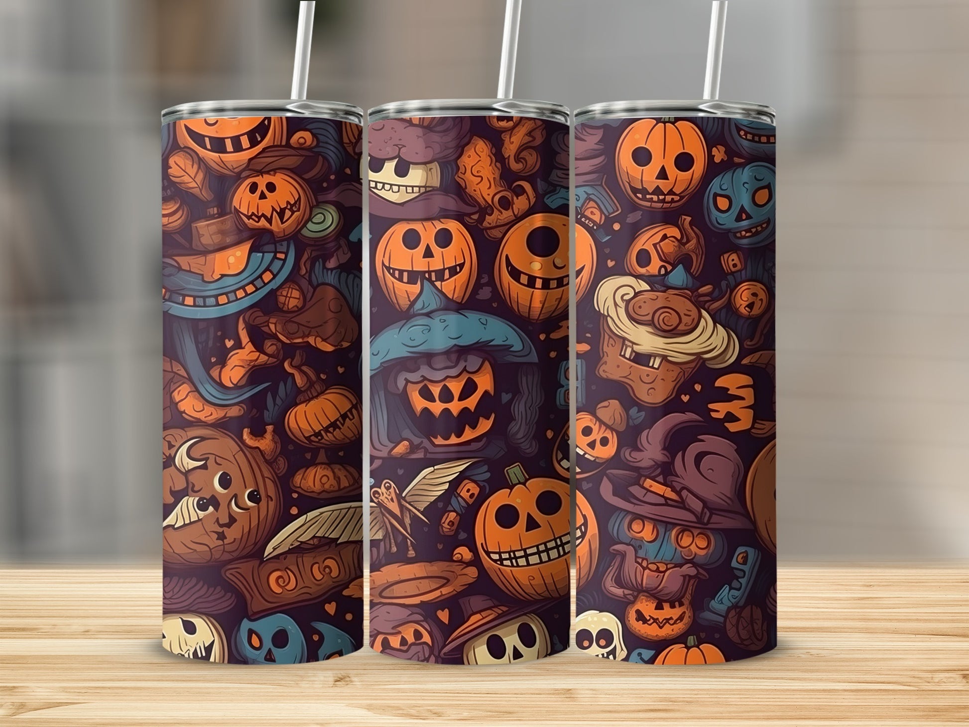 Halloween Themed Pumpkin Design Insulated Tumbler