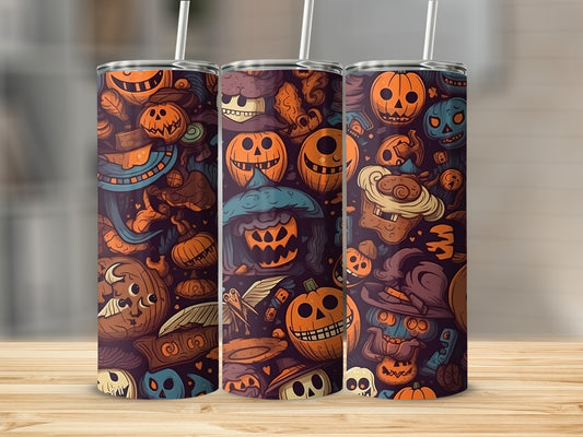 Halloween Themed Pumpkin Design Insulated Tumbler