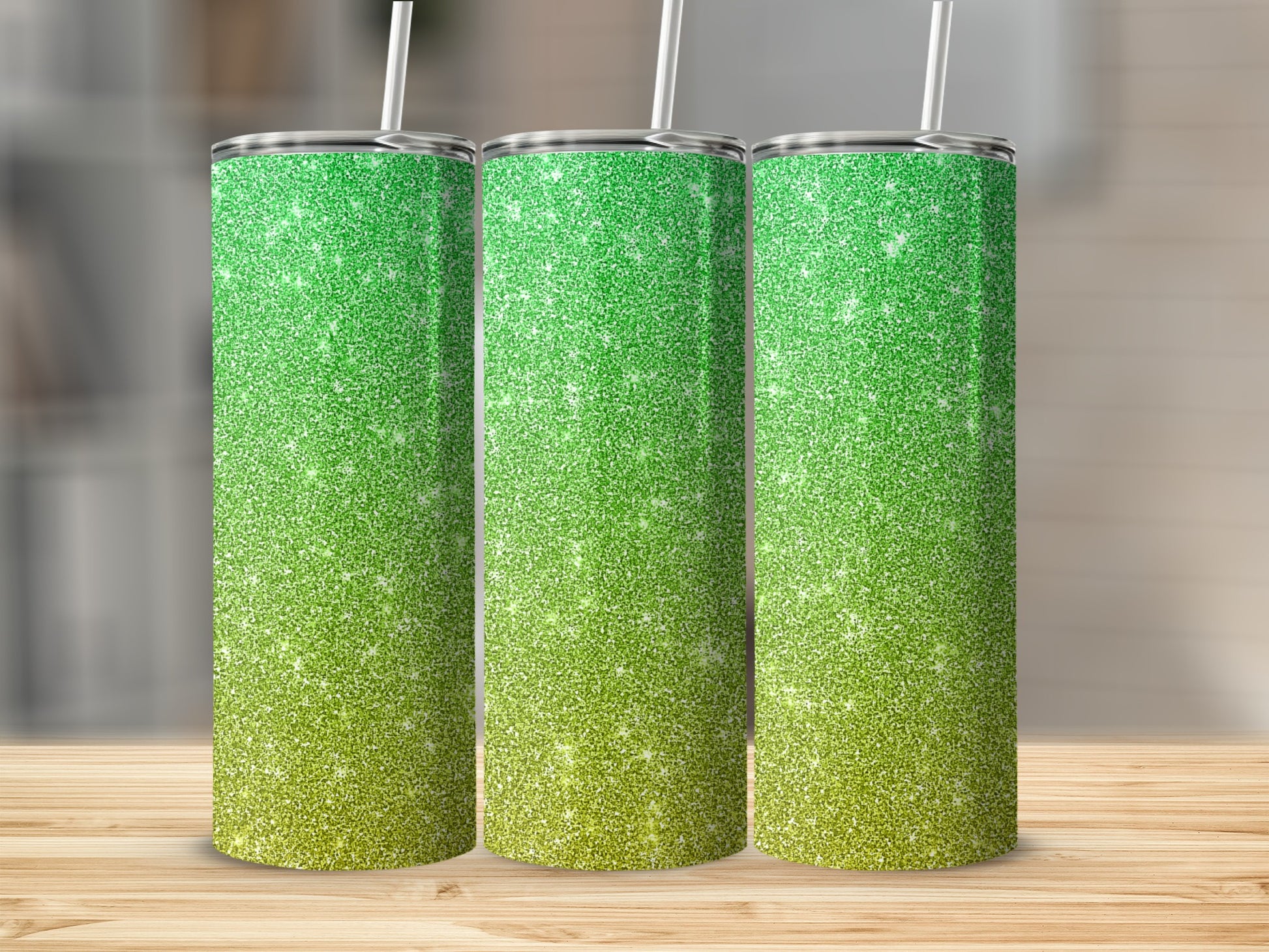 Sparkling Green Gradient Tumblers for Vibrant Refreshment