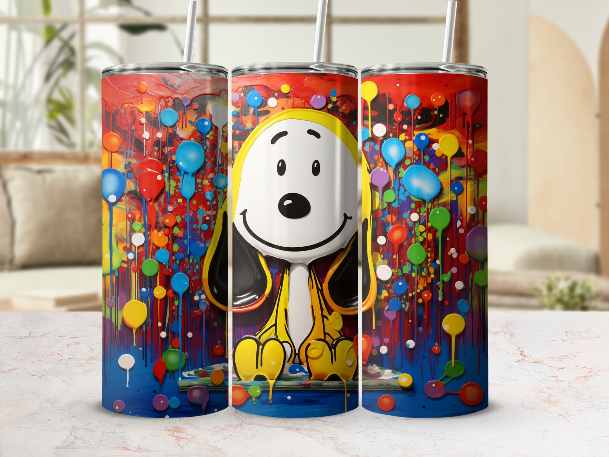 Colorful Dog and Balloons Design Drink Tumbler