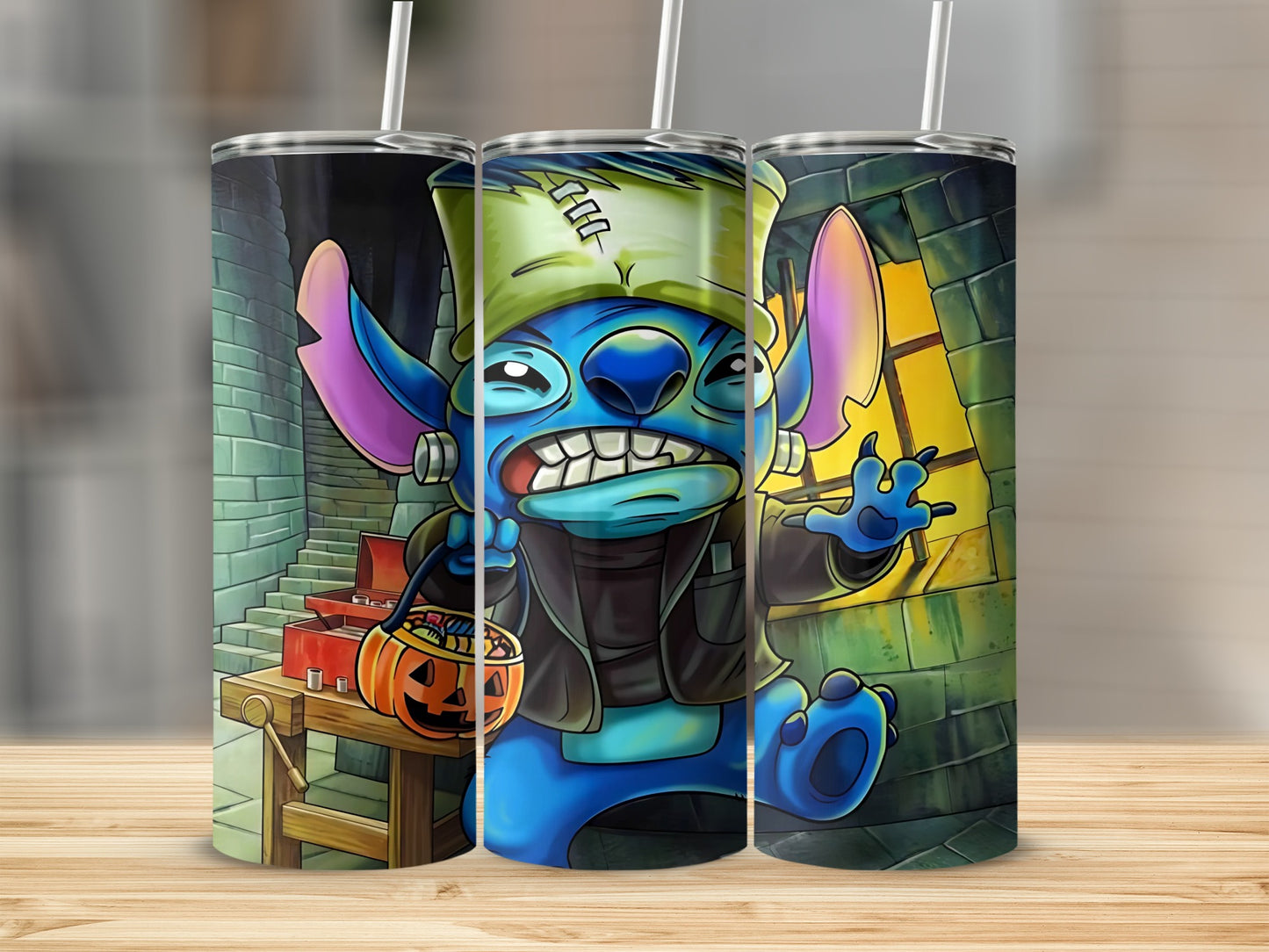 Frankenstein Monster Blue Character Halloween Tumbler