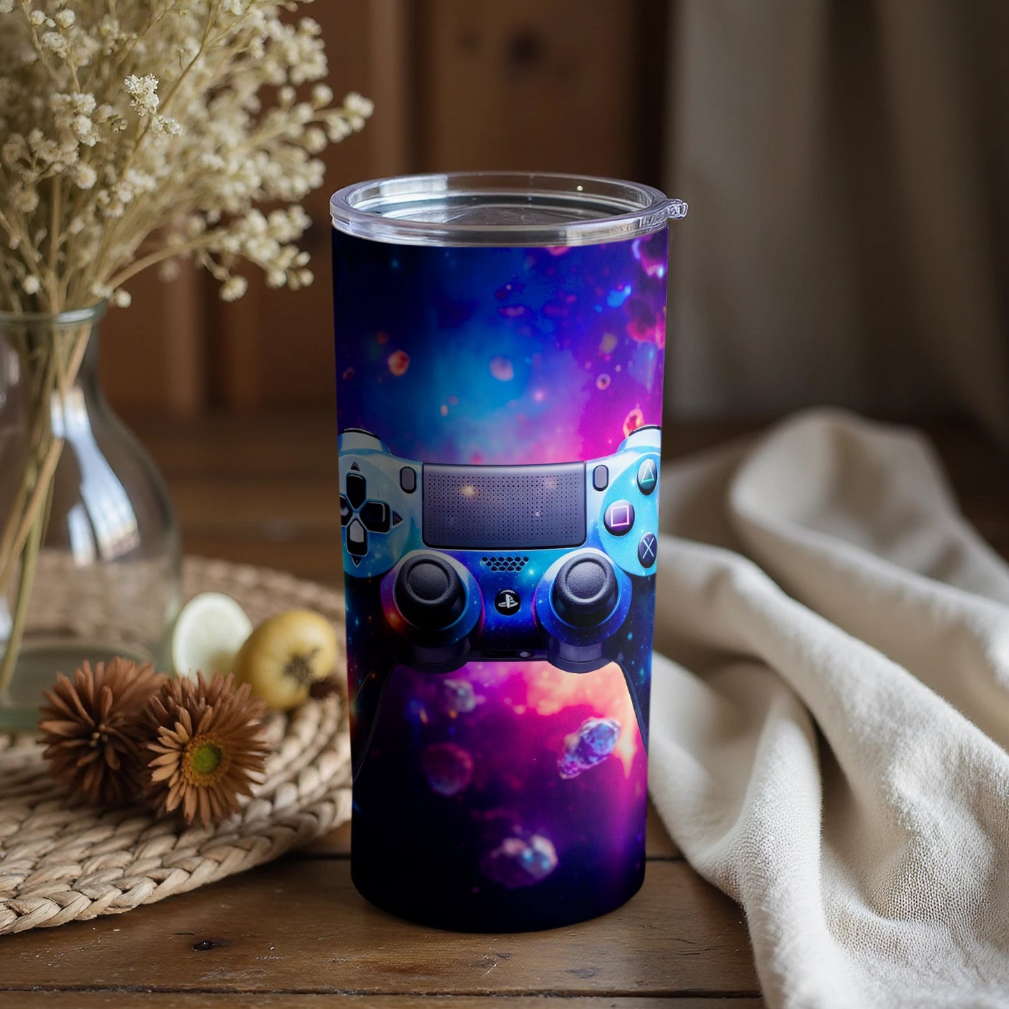 Vibrant Galaxy Gaming Controller Tumbler Cup