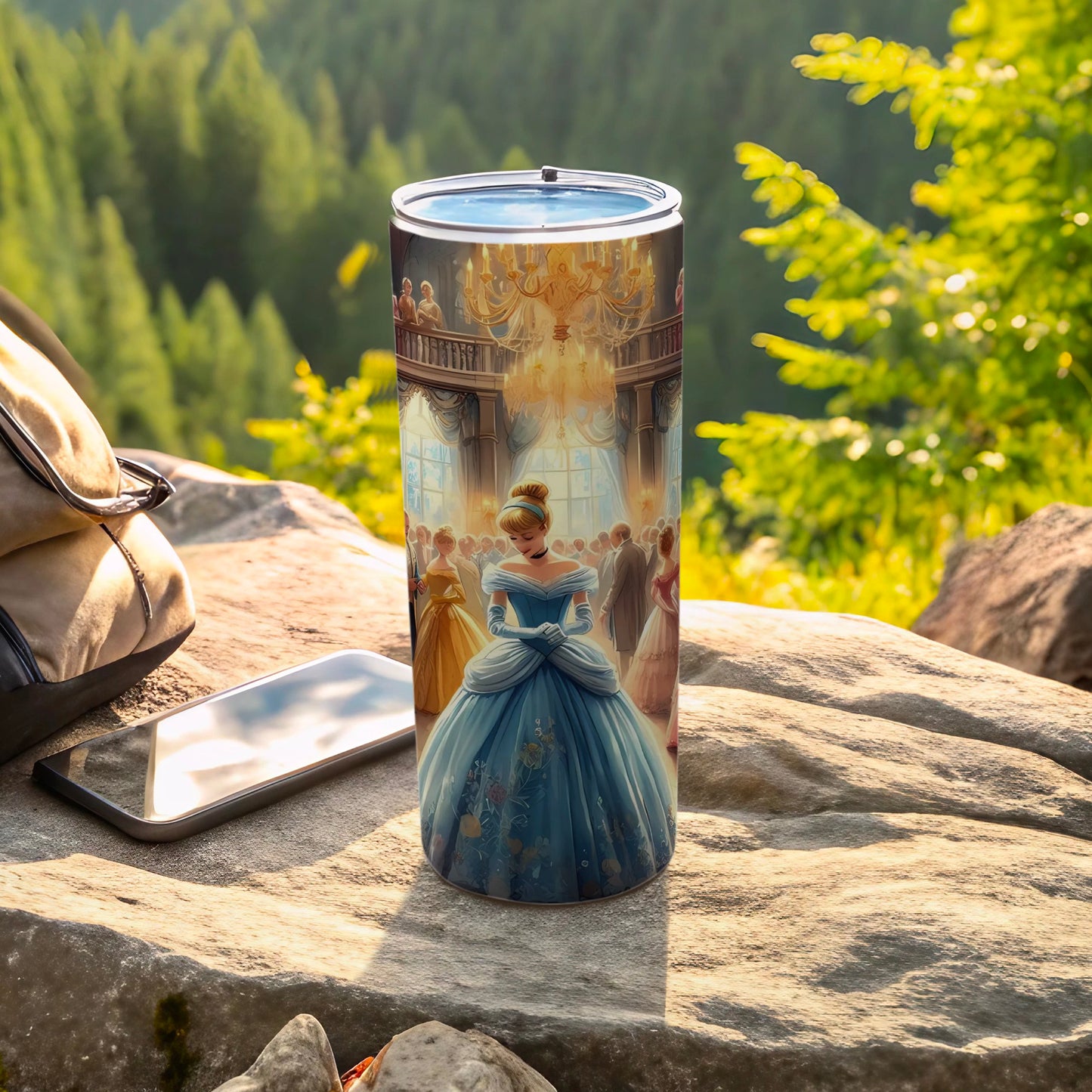 Cinderella Theme Travel Tumbler with Secure Lid