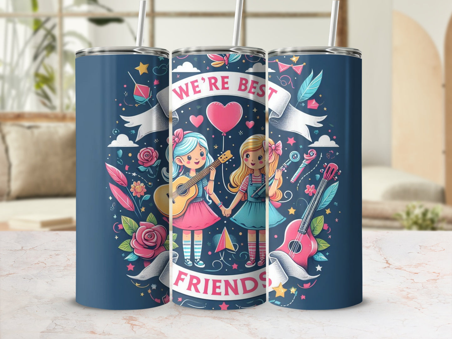 We're Best Friends Cute Musical Instruments Tumbler