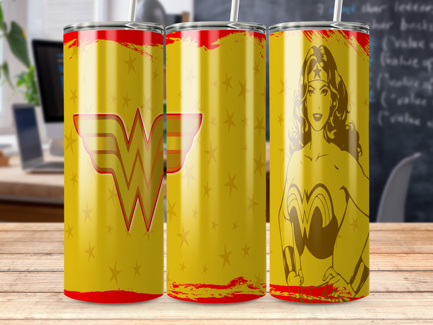Wonder Woman Inspired Golden Stars Design for Your Drink Tumblers