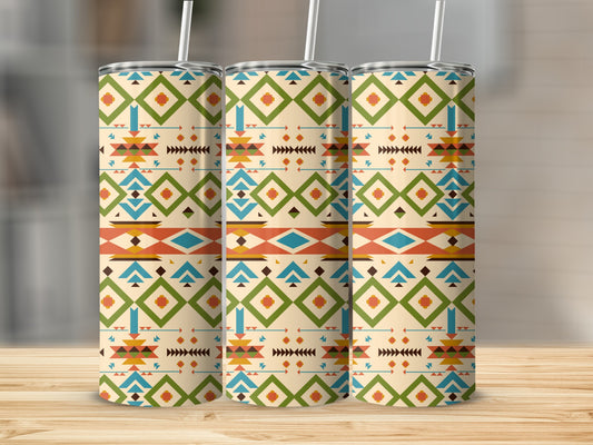 Vibrant Geometric Patterned Tumblers Drinkware Set