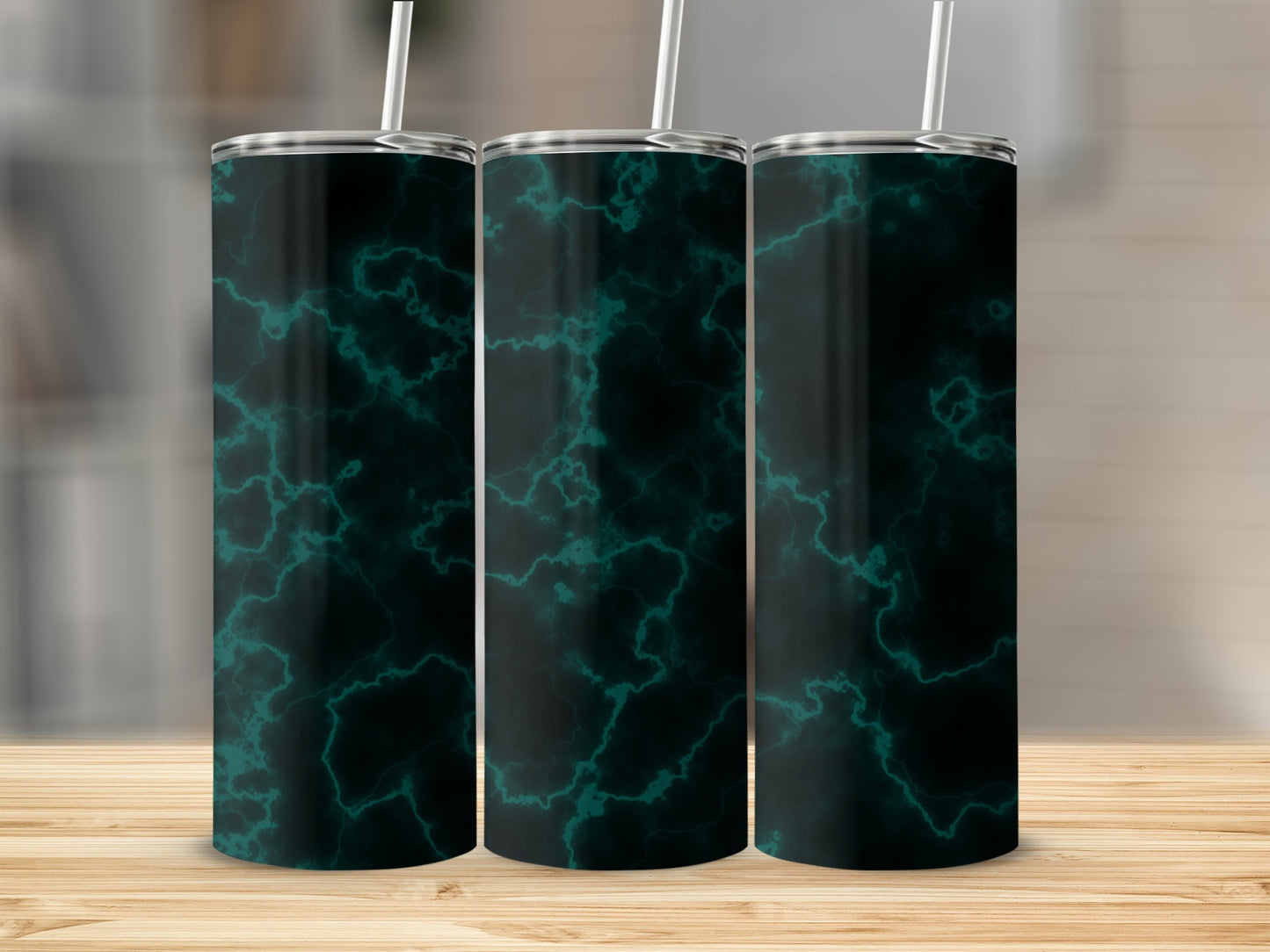 Emerald Lightning Design Against Dark Background Tumblers